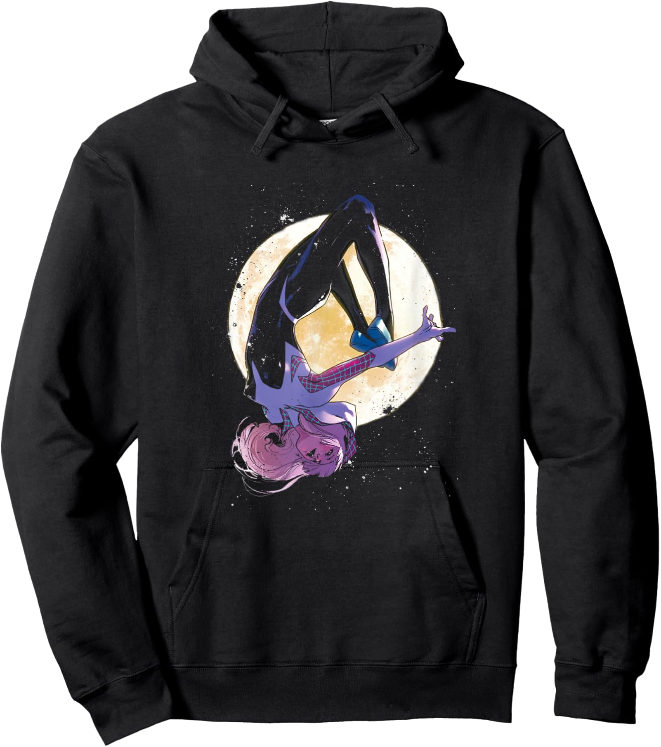 Marvel Spider-Gwen Moonlit Somersault Silhouette Hoodie - Hoodie | Black