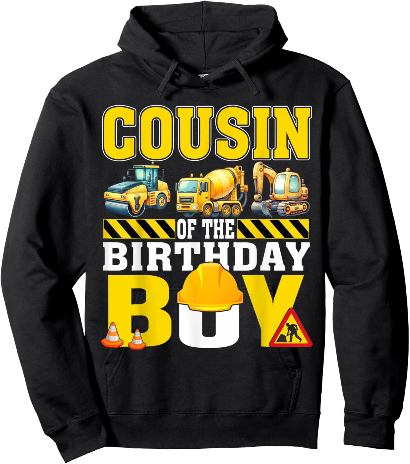 Cousin Of The Birthday Boy Construction Worker Birthday Hoodie - Hoodie | Black