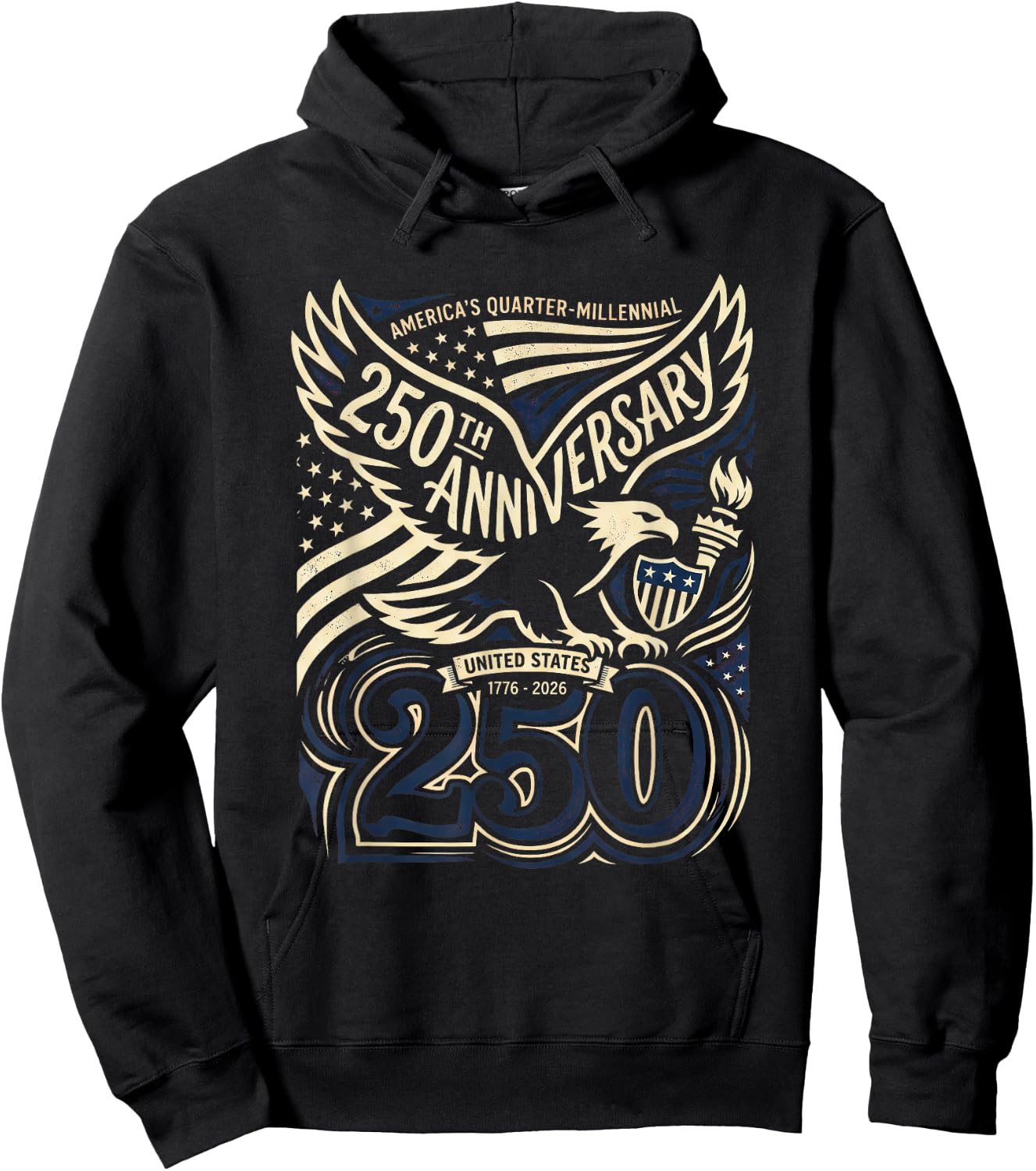 Patriotic Vintage 250th Anniversary USA 250 Year 4th of July Hoodie - Hoodie | Black