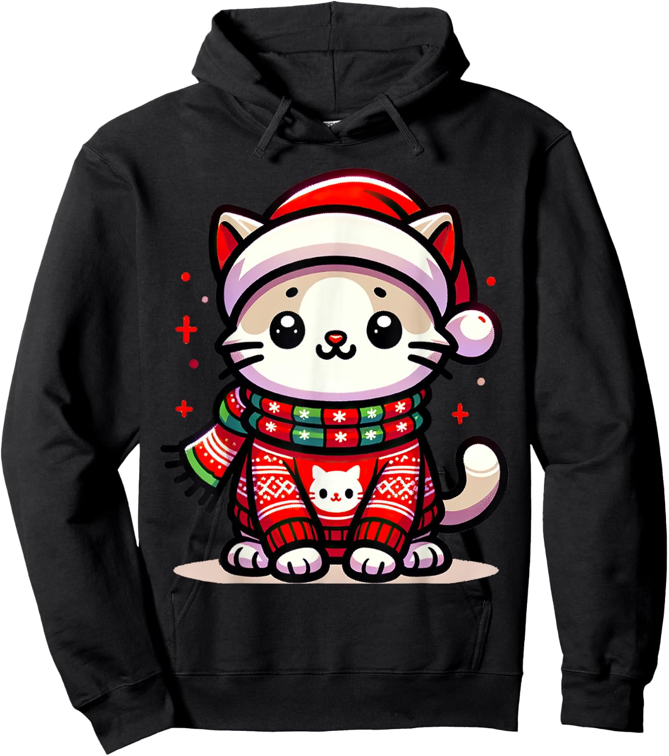 Christmas Cat Lover Funny Festive Holidays Cute Kitten Xmas Men Women Kids Hoodie - Hoodie | Black