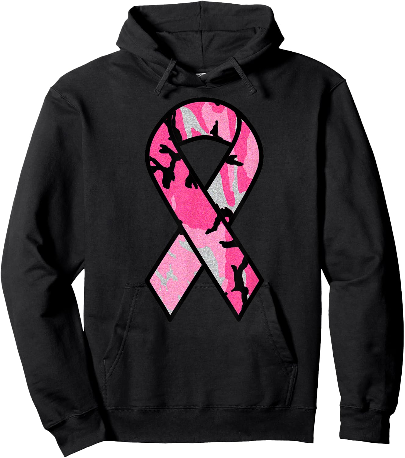 Breast Cancer Awareness Ribbon Pink Survivor Camo Hoodie - Hoodie | Black