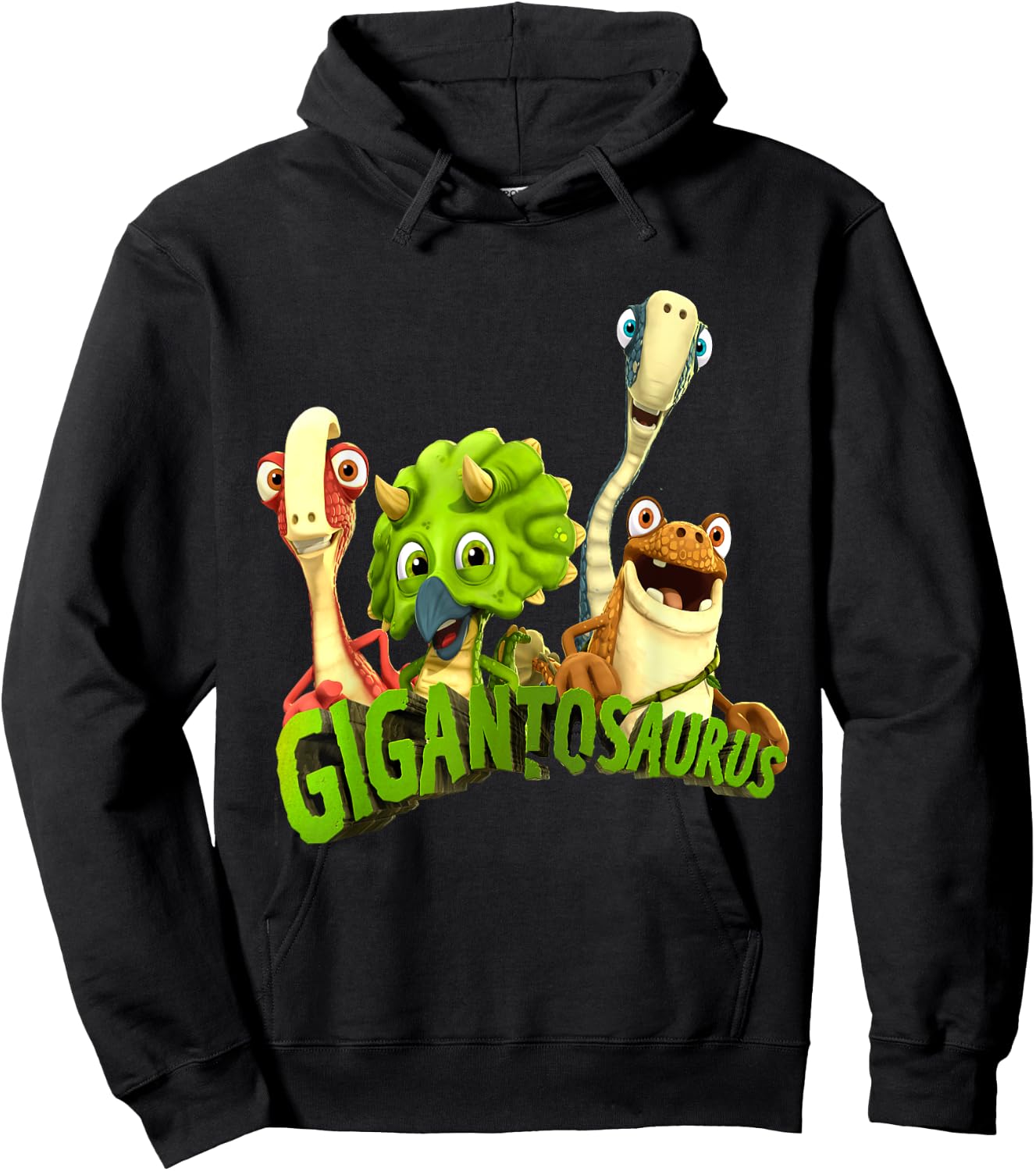 Gigantosaurus Logo with 4 Kid Dinos Hoodie - Hoodie | Black