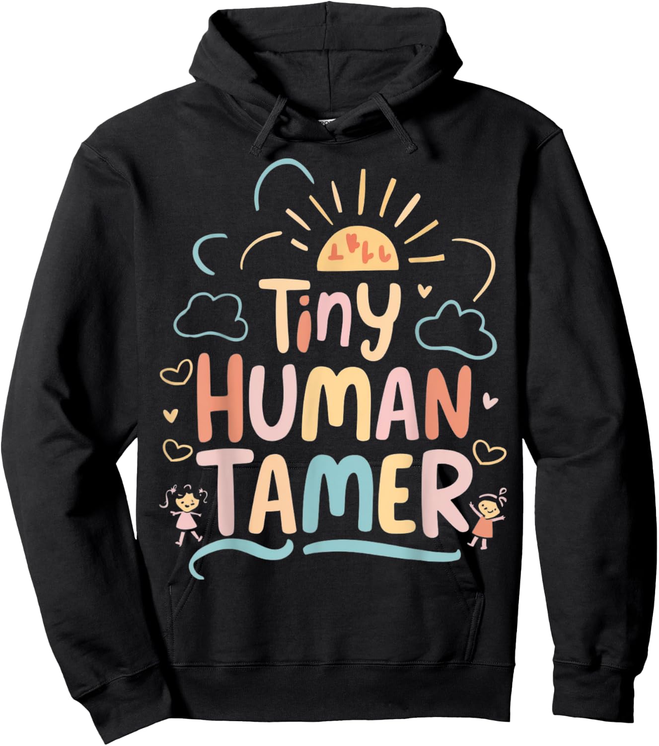 Tiny Human Tamer Kindergarten Teacher Class Graphic Hoodie - Hoodie | Black