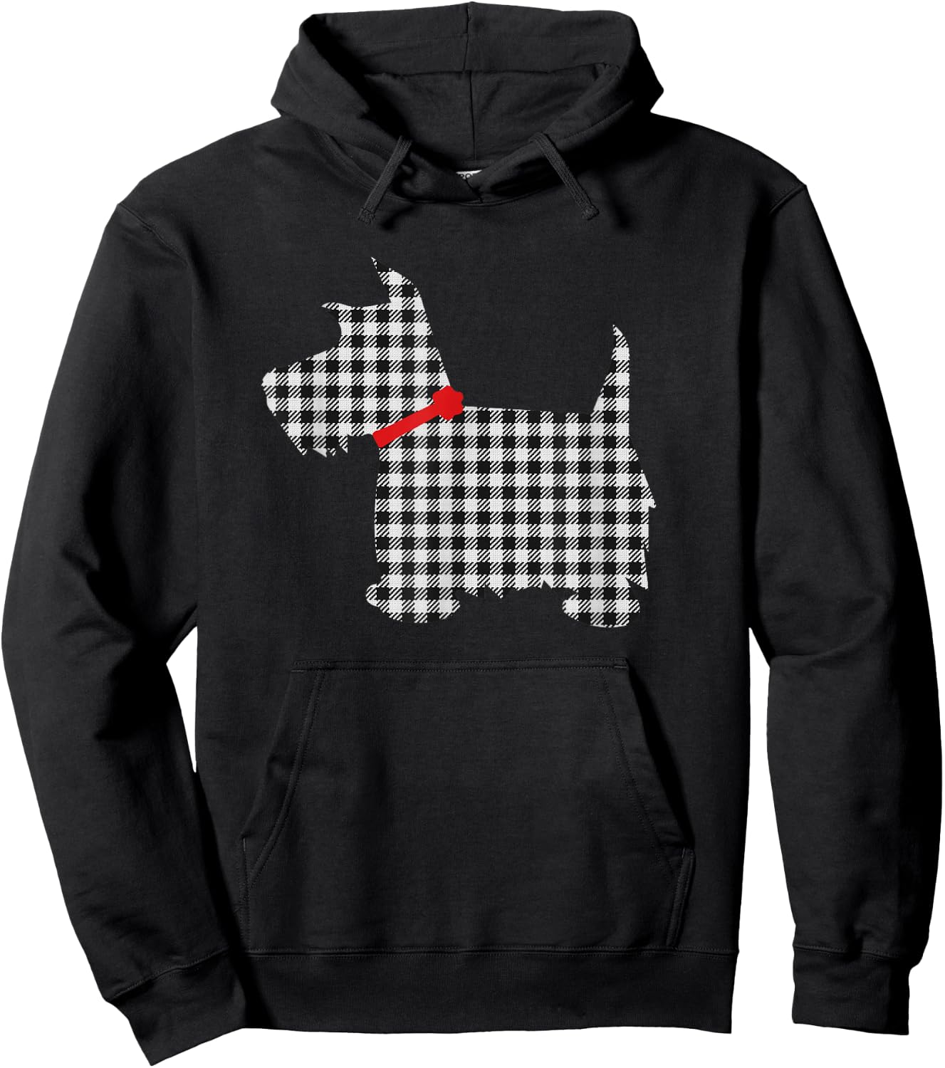 Scottie Dog Scottish Terrier T Shirt Black White Plaid Hoodie - Hoodie | Black