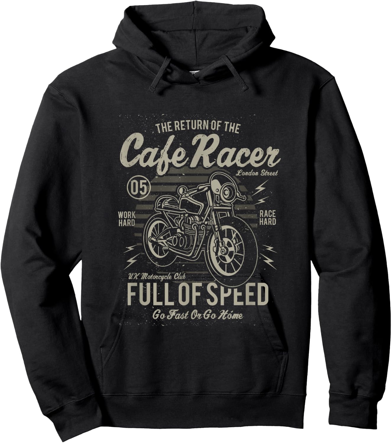 Cafe Racer Full of Speed Vintage Motorcycle Hoodie - Hoodie | Black