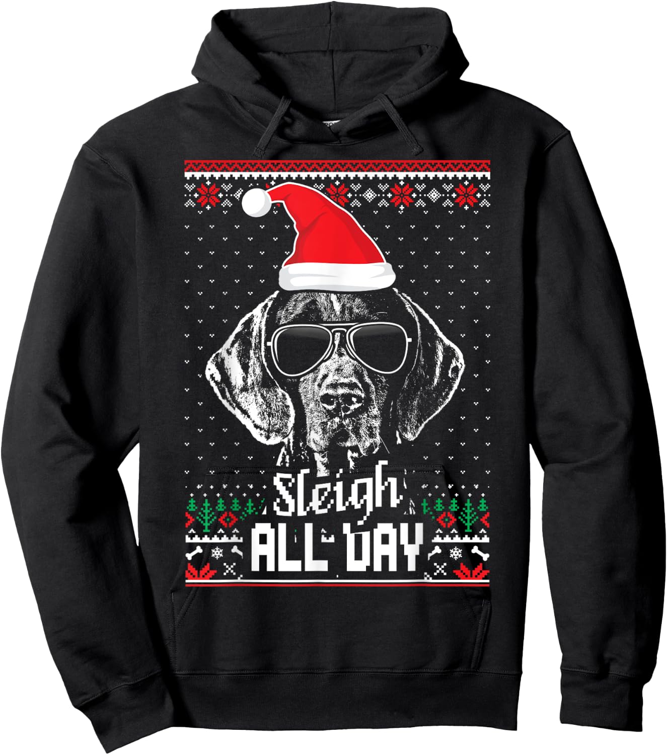 Sleigh all Day German Shorthaired Pointer Christmas Hoodie - Hoodie | Black