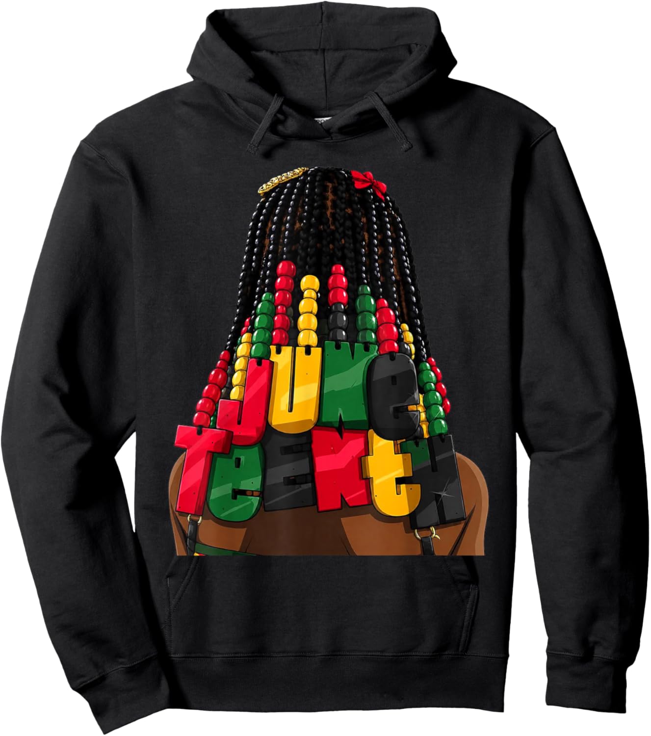 Juneteenth Braids Beads Hair Jewelry Freedom Day Graphic Hoodie - Hoodie | Black