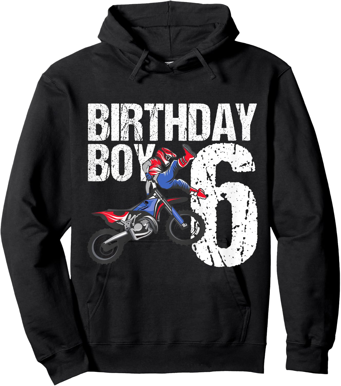 6 Year Old Dirt Bike Birthday Party Motocross MX 6th Gift Hoodie - Hoodie | Black