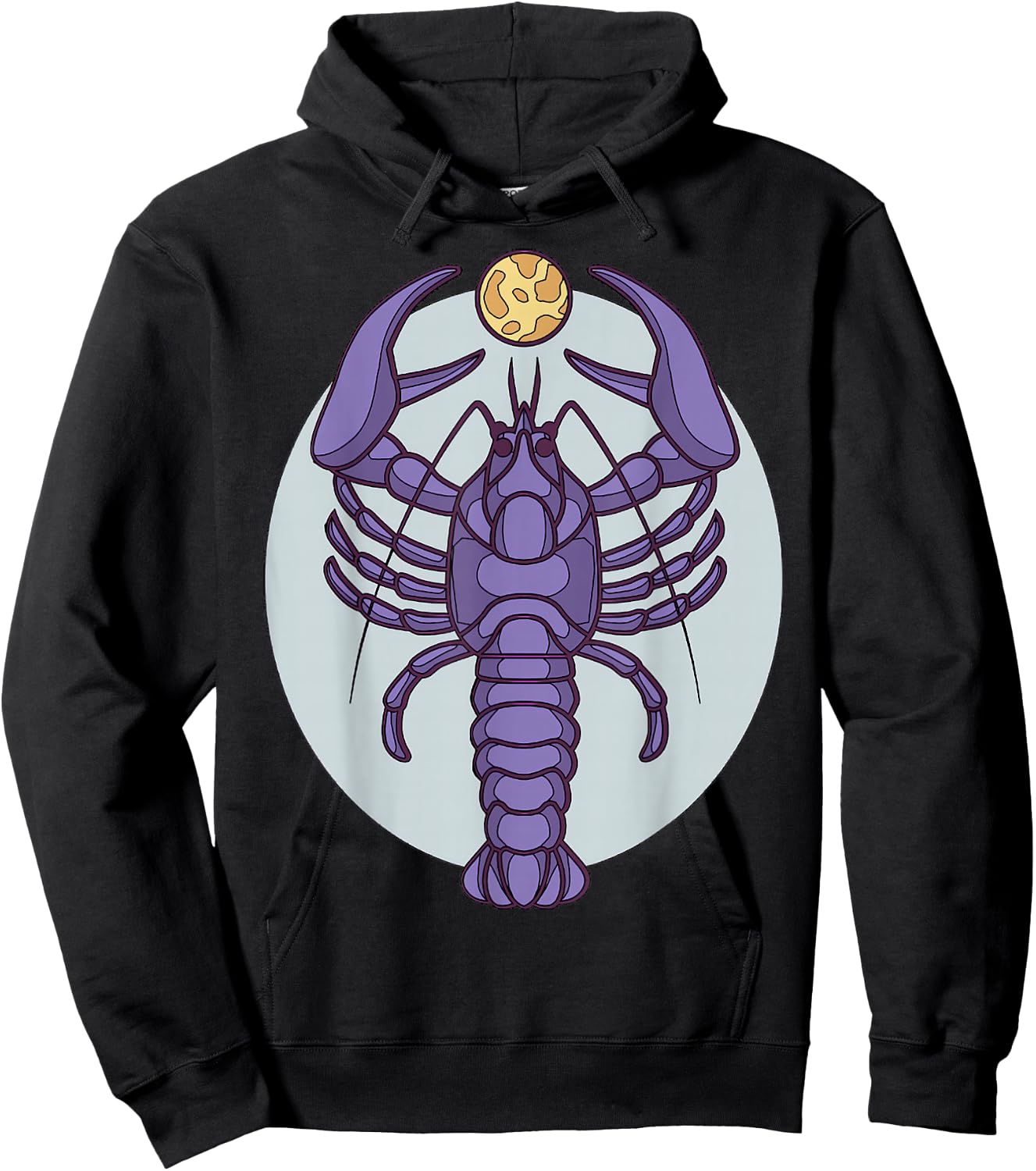 Purple Lobster Illustration For Adults Full Moon Hoodie - Hoodie | Black