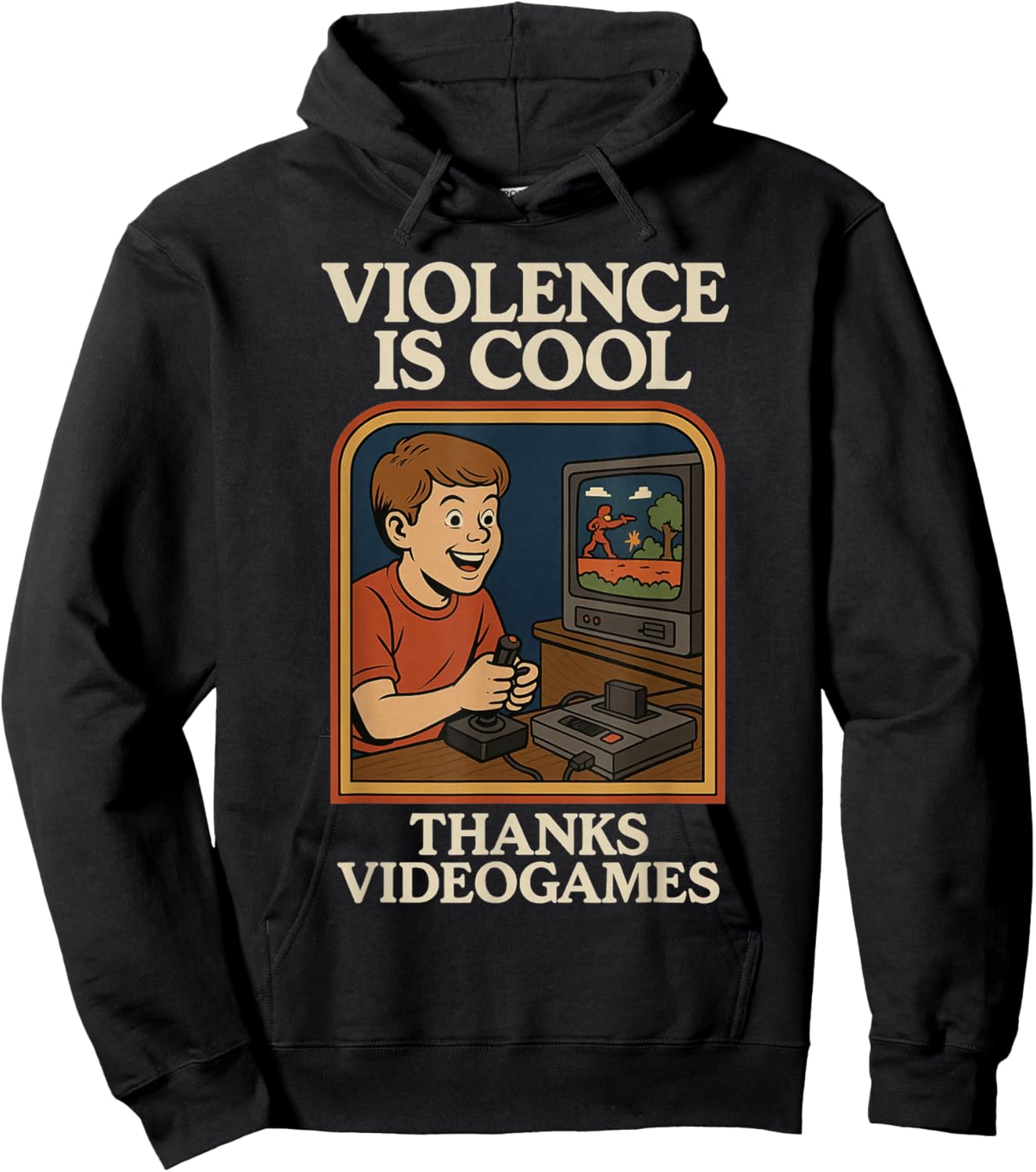 Violence Is Cool Thanks Video Games Funny Retro Style Hoodie - Hoodie | Black