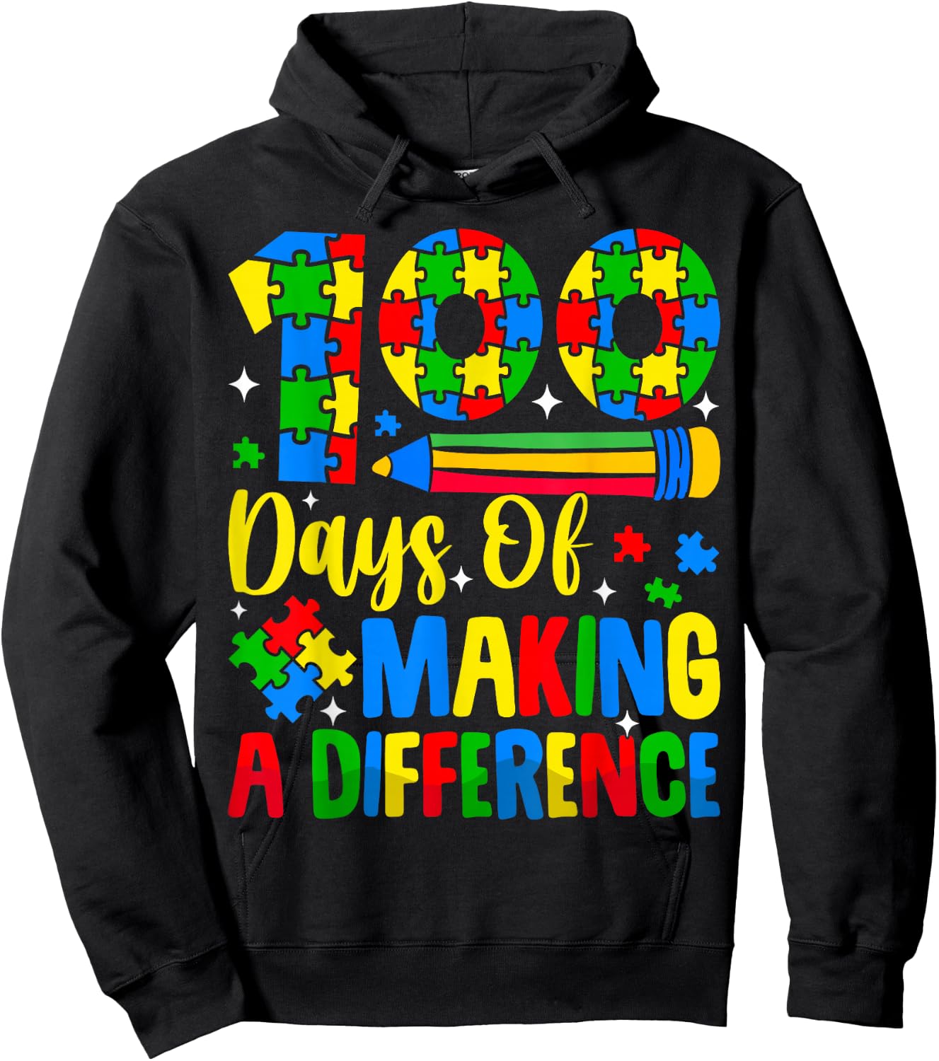 Autism Awareness Making Differences 100 Days Of School Hoodie - Hoodie | Black