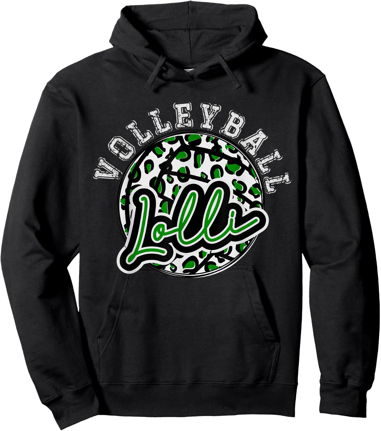 Leopard Cheetah Volleyball Green Lolli Shirt Trendy Hoodie - Hoodie | Black