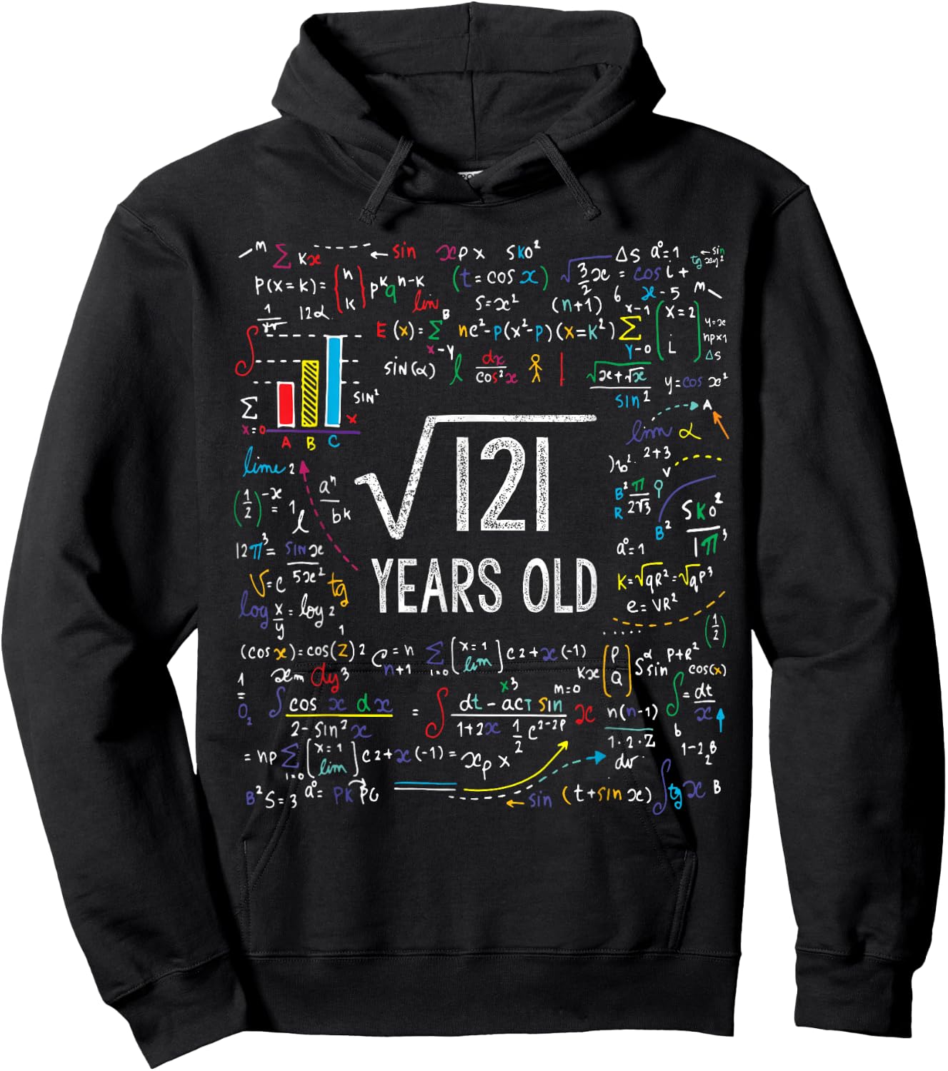 Square Root of 121 11th Birthday 11 Year Old Gifts Math Bday Hoodie - Hoodie | Black