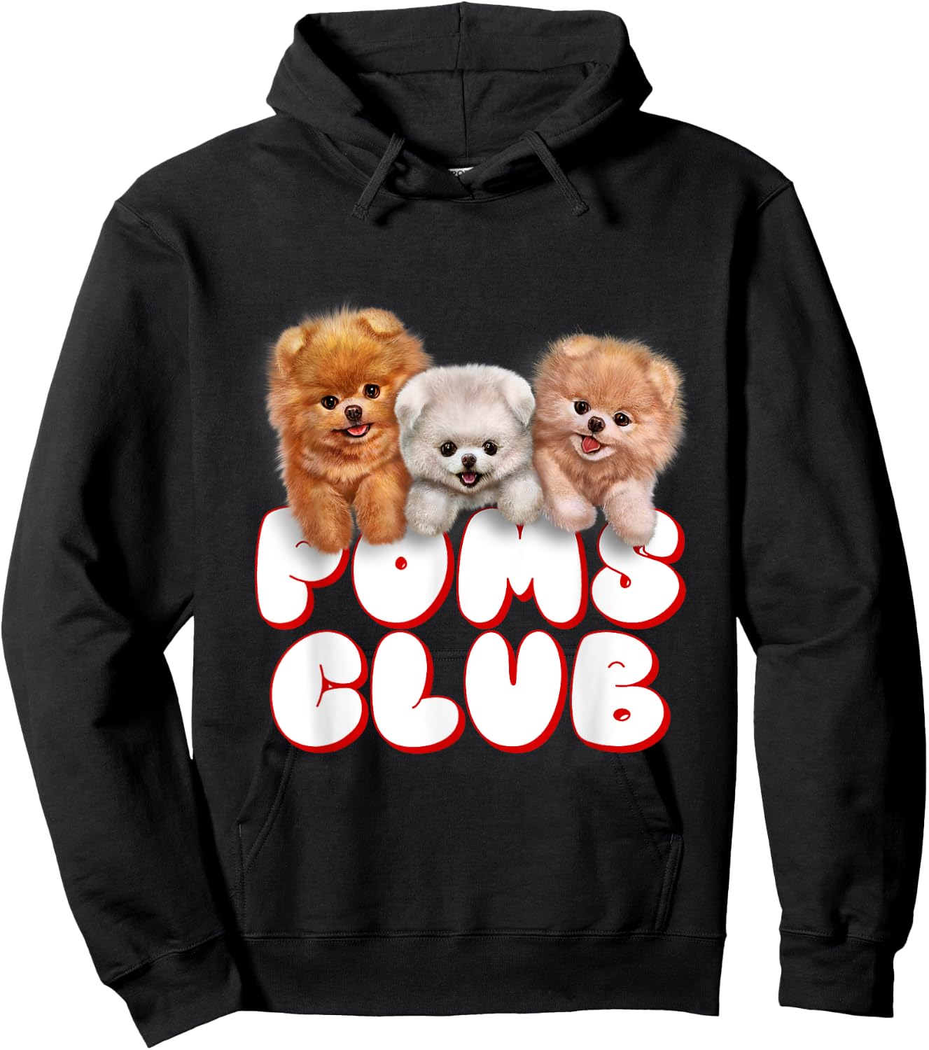 Cute Pomeranian Puppy, Poms Club, Baby Dog Hoodie - Hoodie | Black