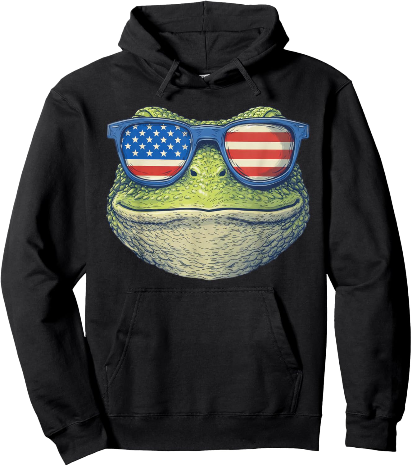 Frog Sunglasses American Flag 4th of July Hoodie - Hoodie | Black