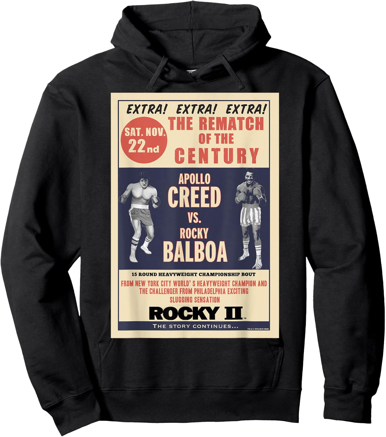 Rocky Creed Vs Balboa Rematch Of The Century Poster Hoodie - Hoodie | Black