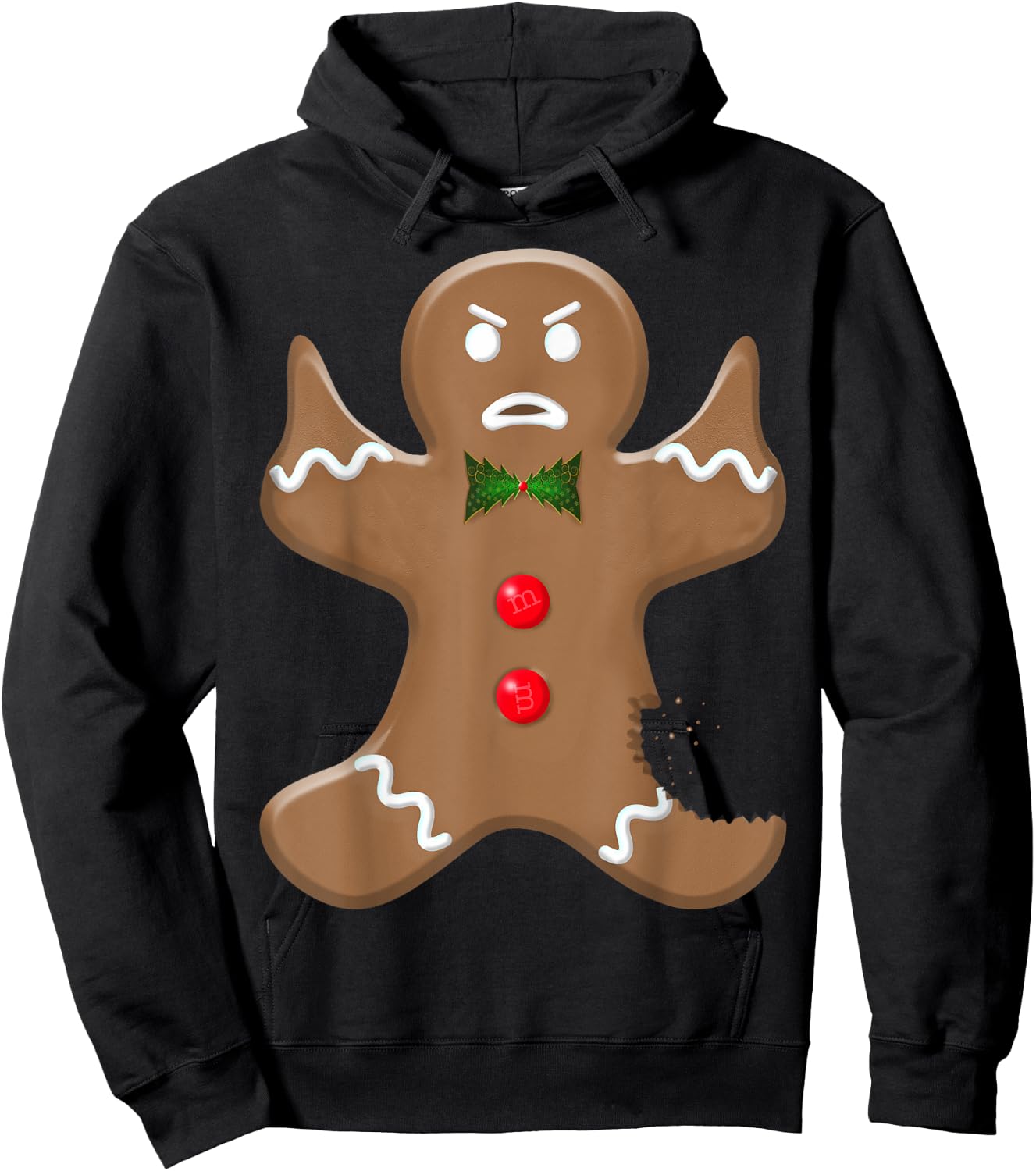 Angry Holiday Gingerman Cookie Giving the Finger Christmas Hoodie - Hoodie | Black