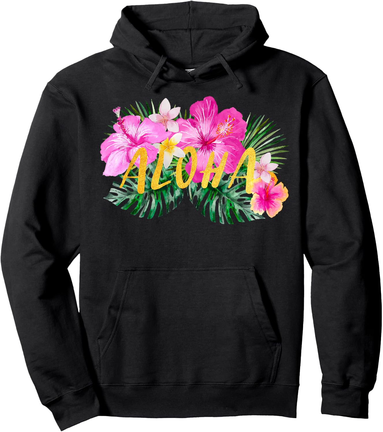 Aloha Hibiscus Flowers Hoodie - Hoodie | Black