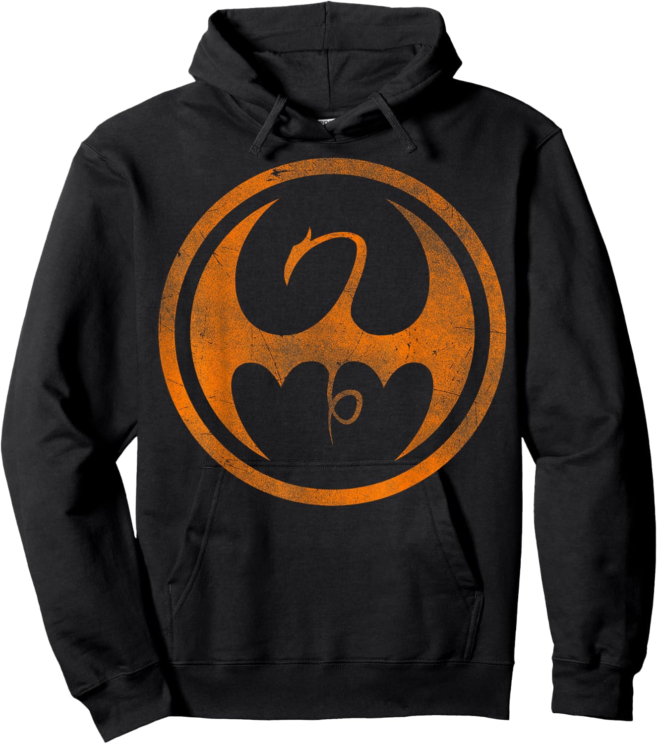 Marvel Iron Fist Dragon Logo Orange Tonal Cut-Out Halloween Hoodie - Hoodie | Black