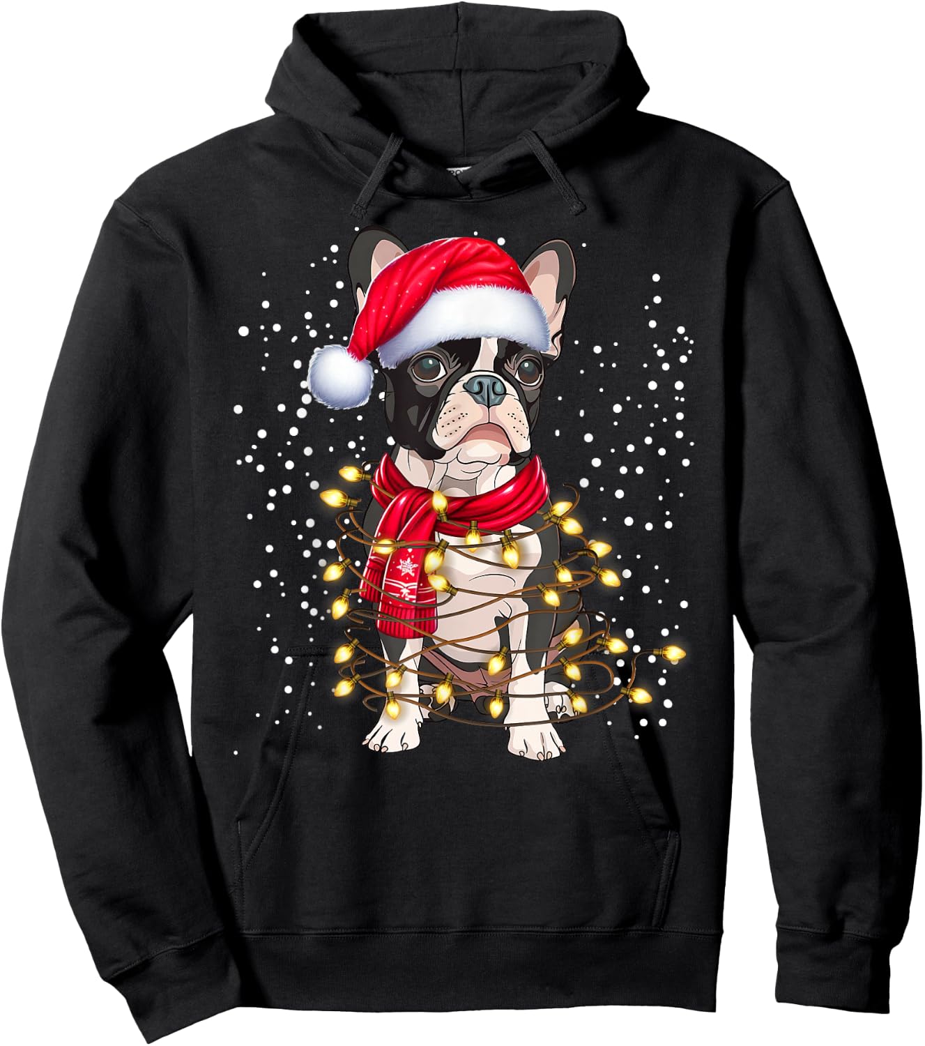 Boston Terrier dog Ugly Christmas Dog Xmas Women Kids Hoodie - Hoodie | Black