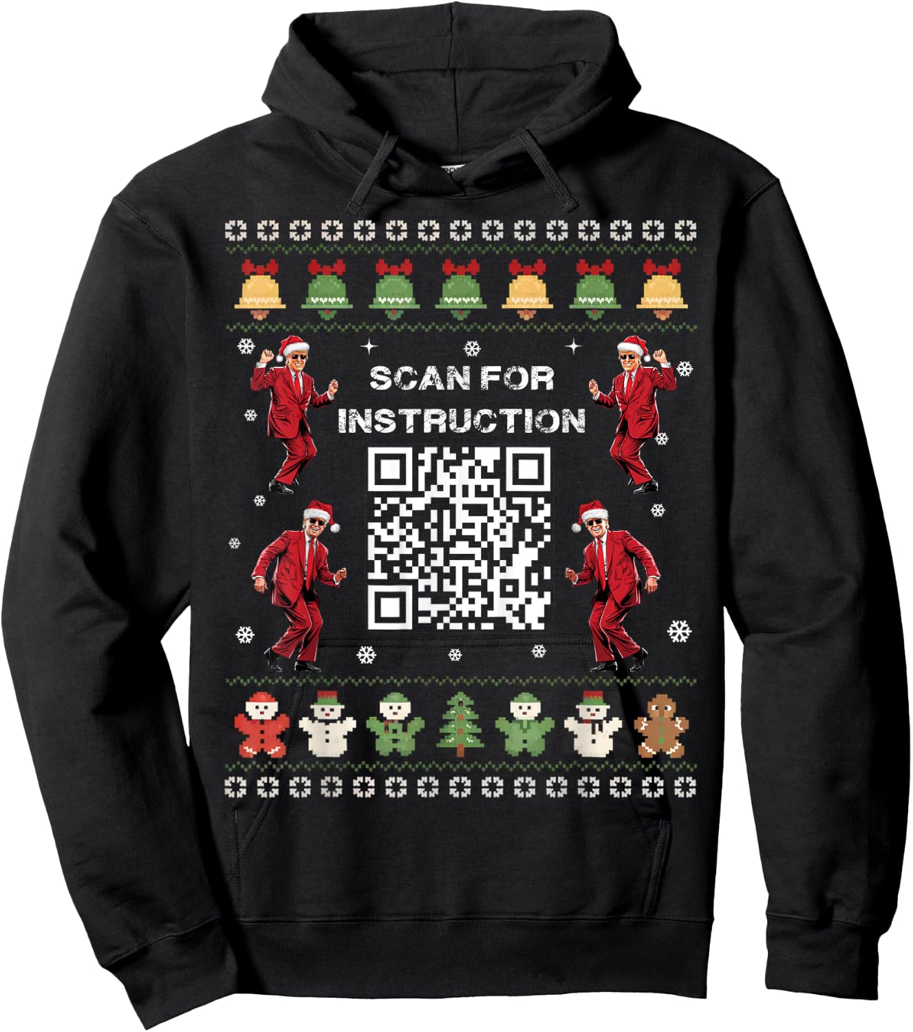 QR Trump Dance Code President Scan For Instruction Christmas Hoodie - Hoodie | Black