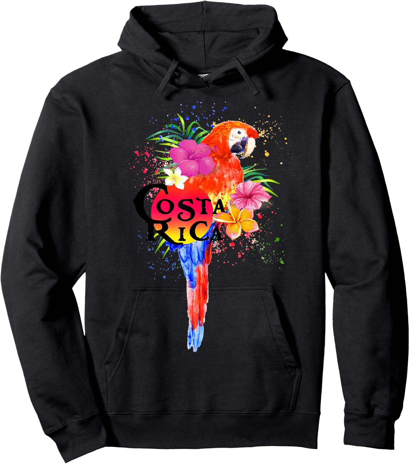 Costa Rica Tropical Parrot Colorful Hoodie - Hoodie | Black