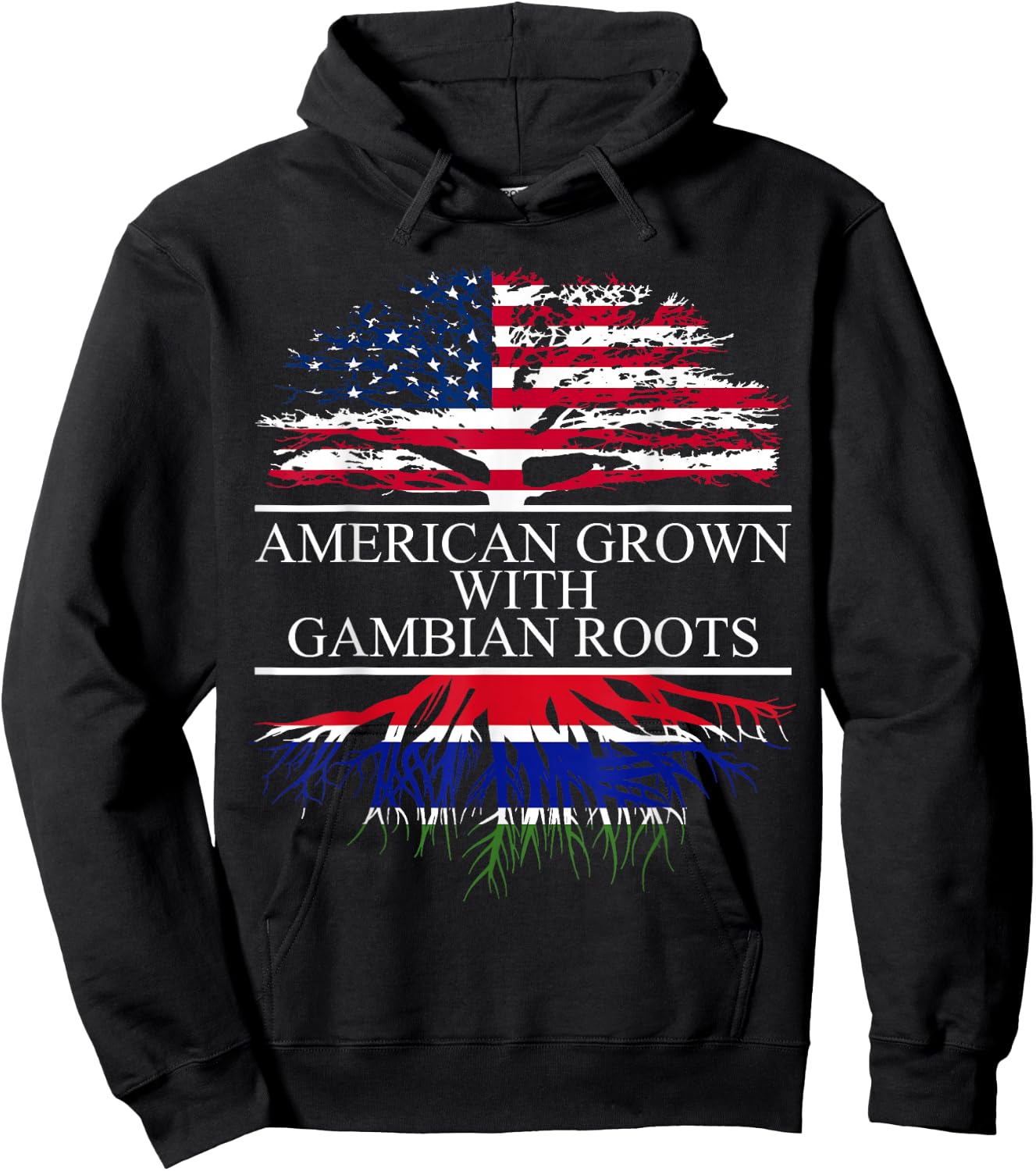 Gambian Roots, American Grown, Flag of The Gambia Hoodie - Hoodie | Black