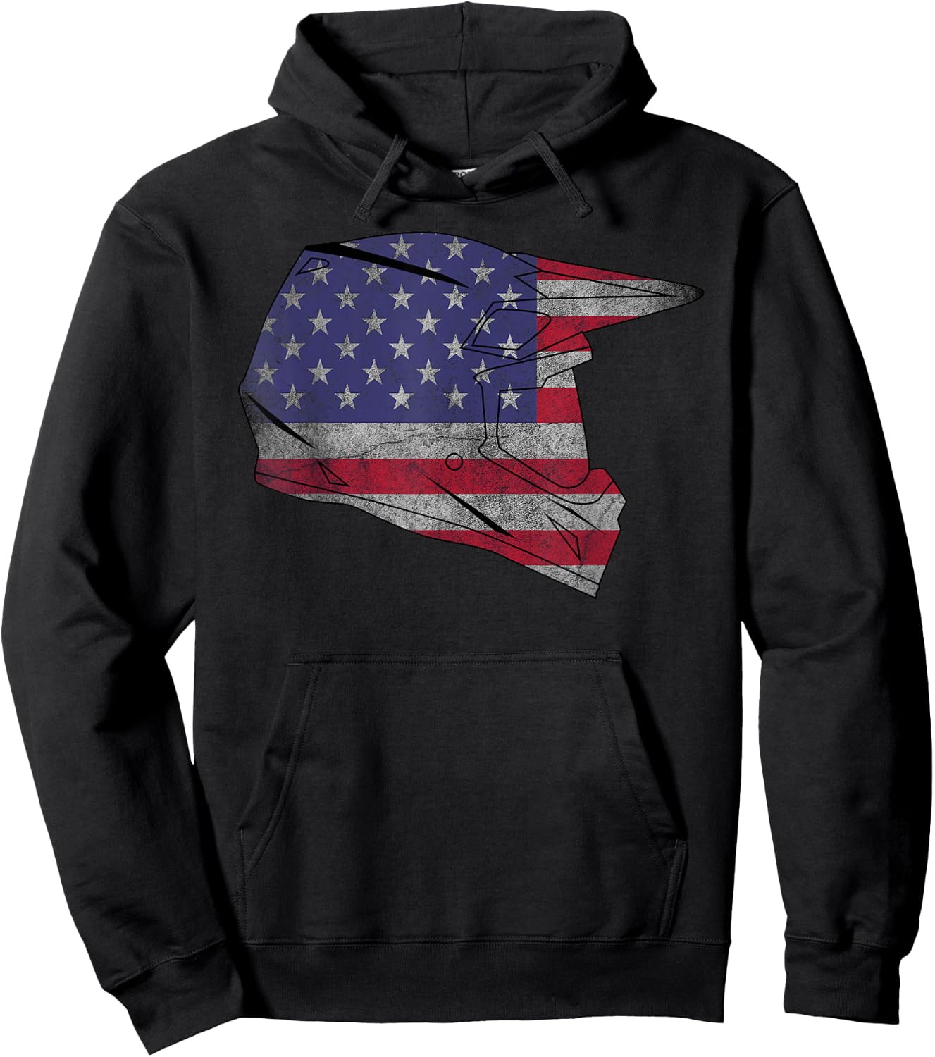 USA Motocross Dirt Bike American Flag Helmet Gift Women Kids Men Hoodie - Hoodie | Black