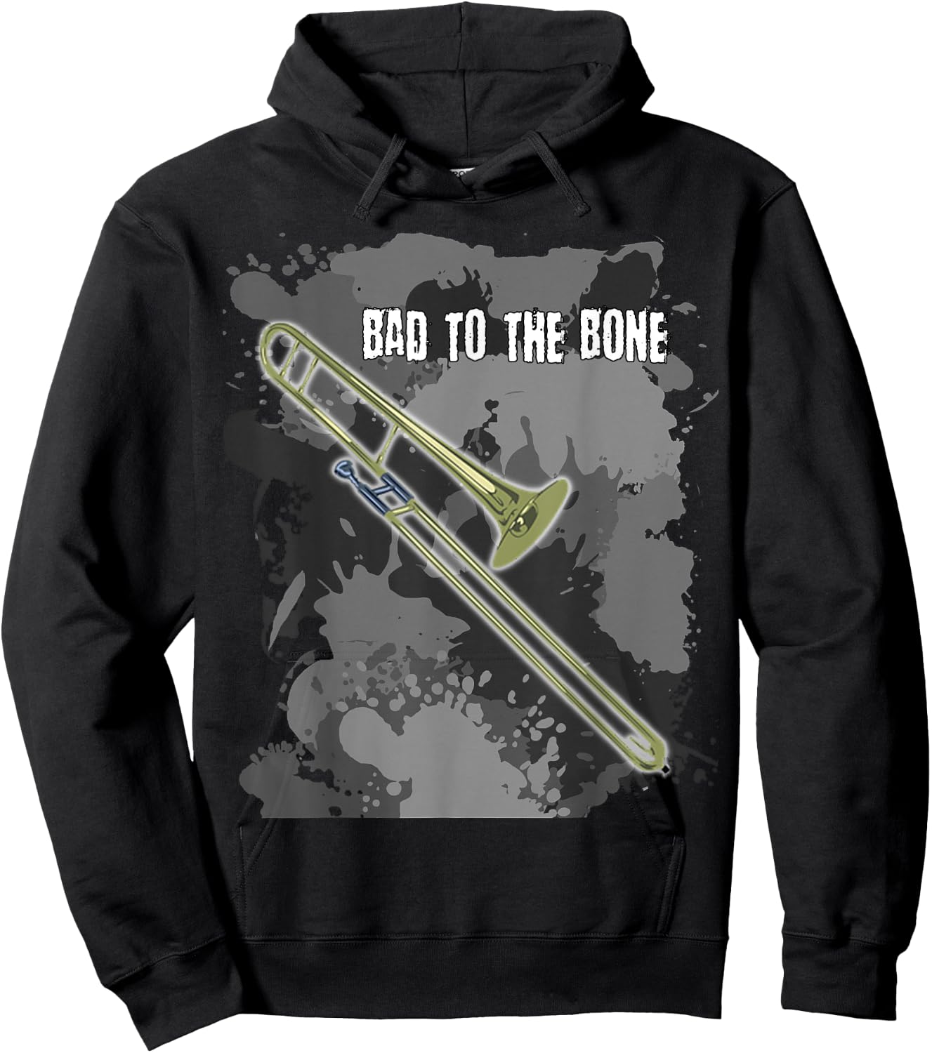 Bad to the Bone Trombone Musical Instrument T Shirt Hoodie - Hoodie | Black