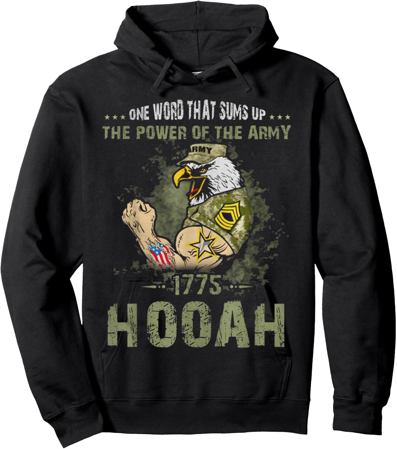 Power of the Army Shirt Hooah Veteran Pride Military Gift Hoodie - Hoodie | Black