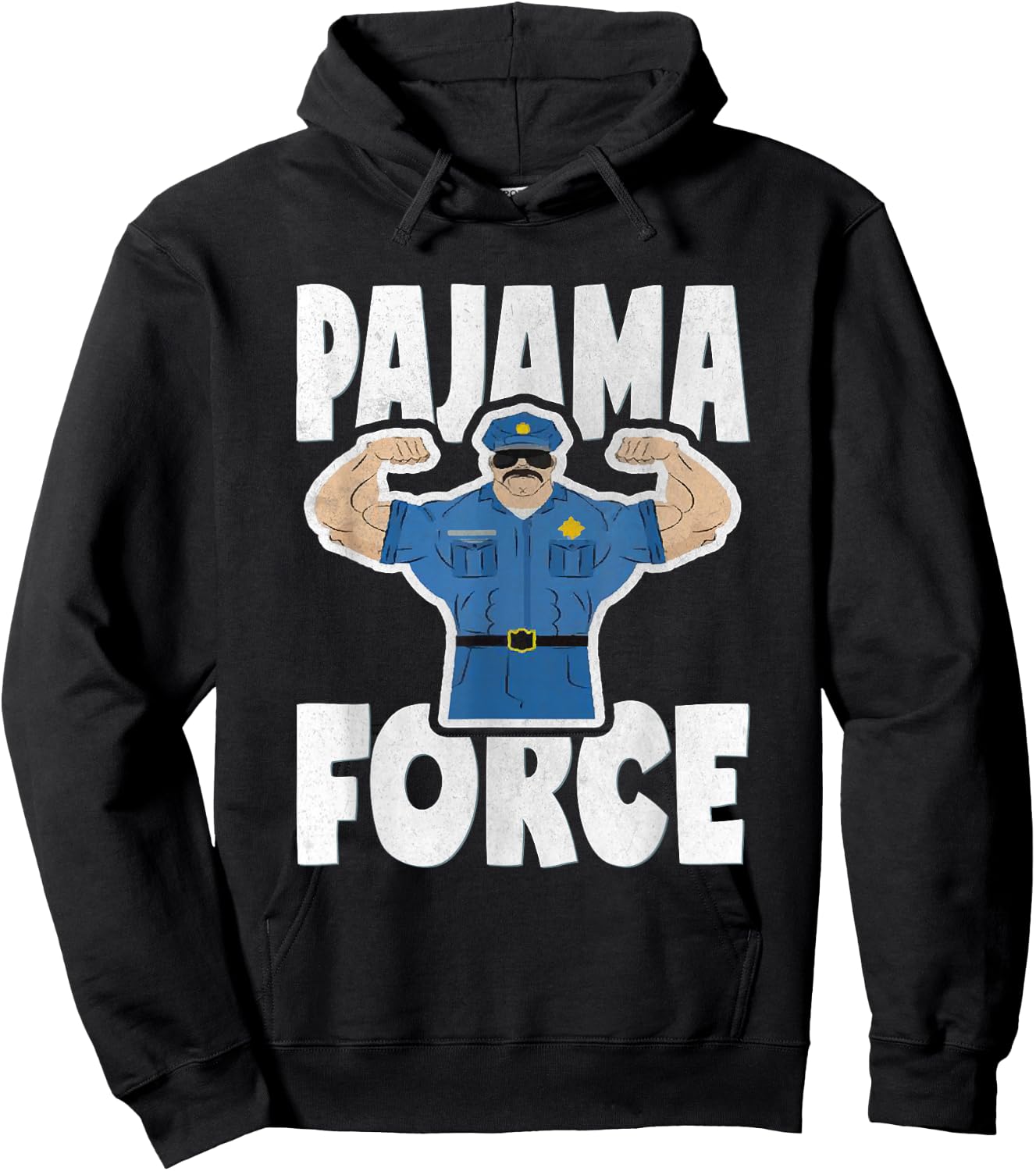 Pajama Force Retro Muscle Police Officer Bed Time PJ Hoodie - Hoodie | Black