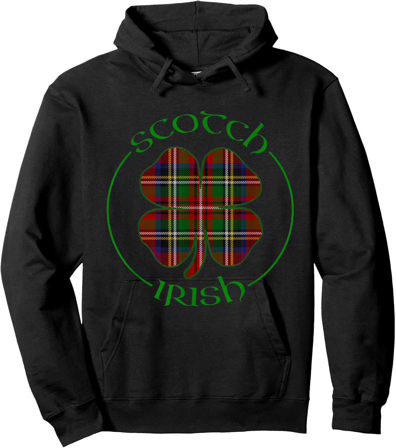 Tartan Shamrock Scots Scotch Irish Pride Ireland Graphic Hoodie - Hoodie | Black