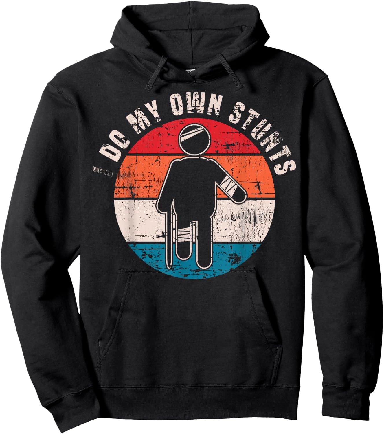 I Do My Own Stunts Get Well Gifts Funny Injury Hand Wrist Hoodie - Hoodie | Black