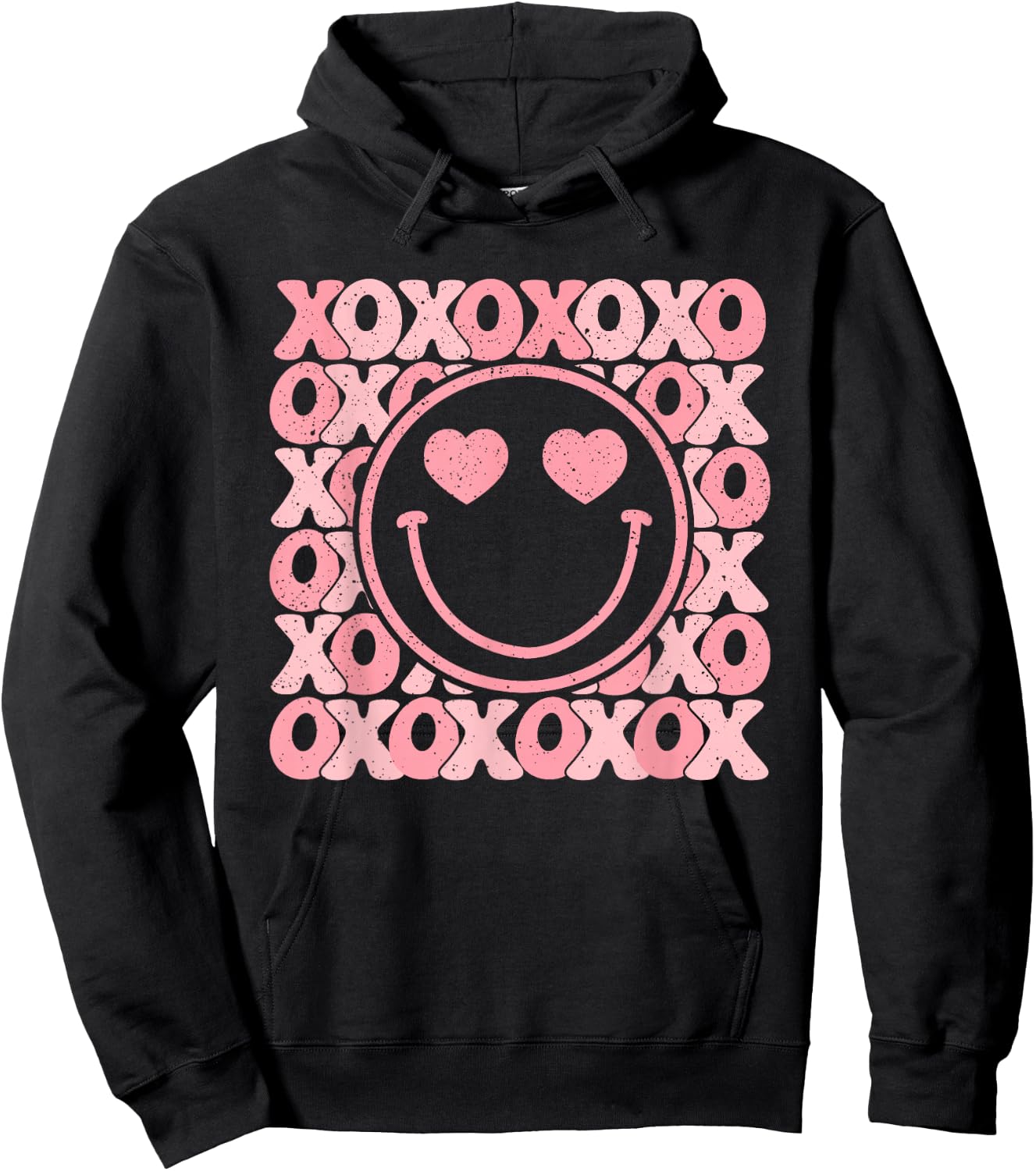 Xoxo Xo Xo Retro Groovy Smile Face Valentine Men Women Kids Hoodie - Hoodie | Black