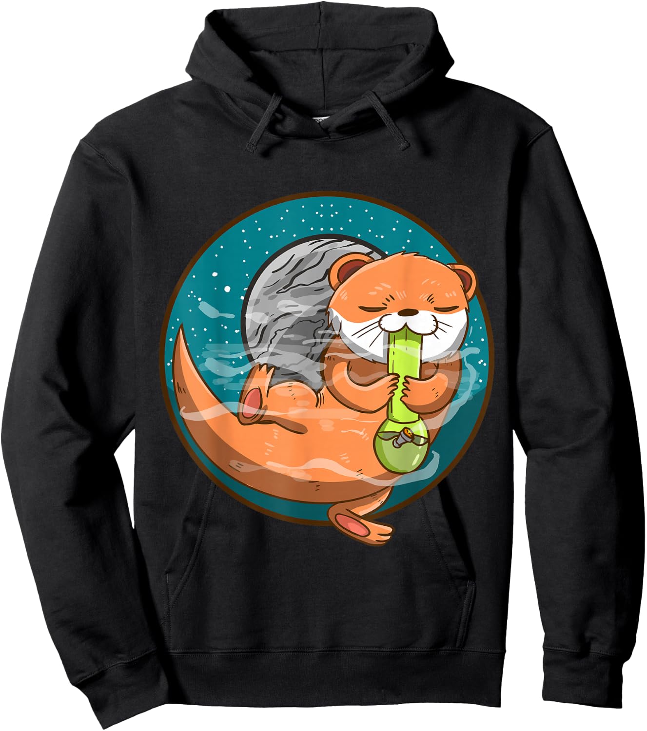 Otter Space Bong Funny Sea Animal Smoking Weed Galaxy Hoodie - Hoodie | Black