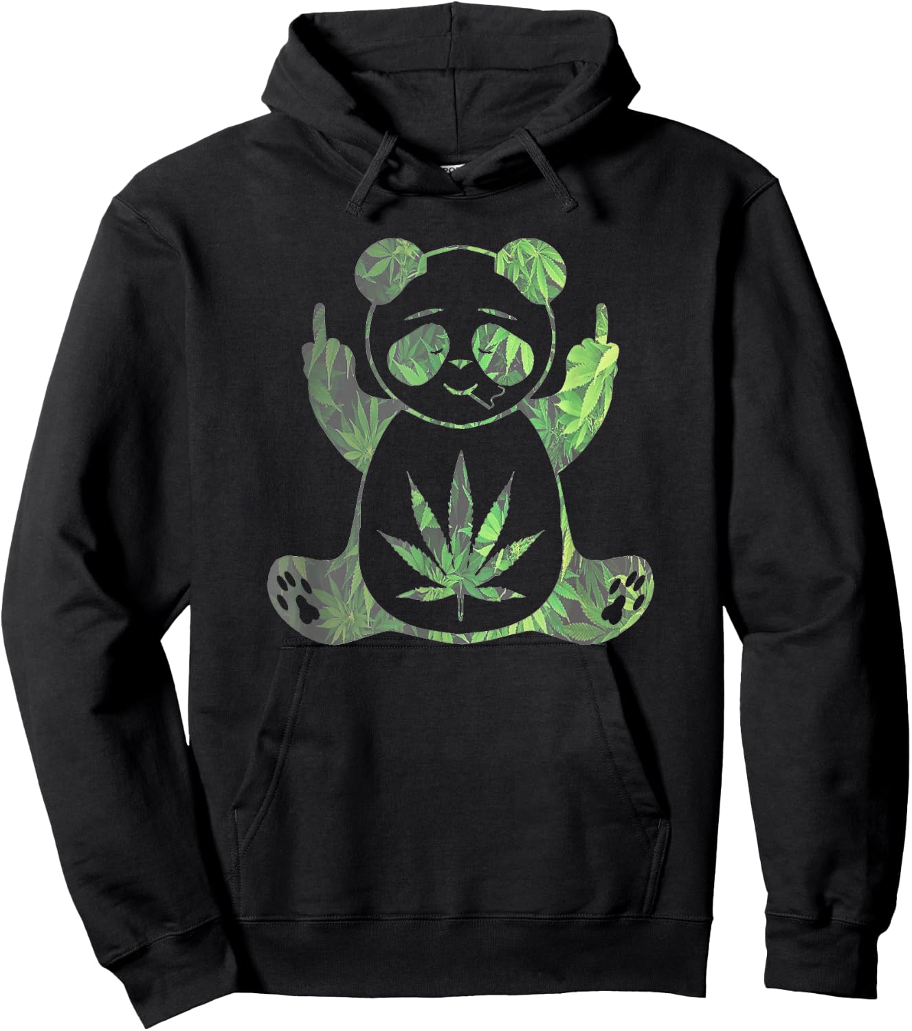 Stoned Panda Bear Baked Zoo Animals High AF Pot Leaf Hoodie - Hoodie | Black