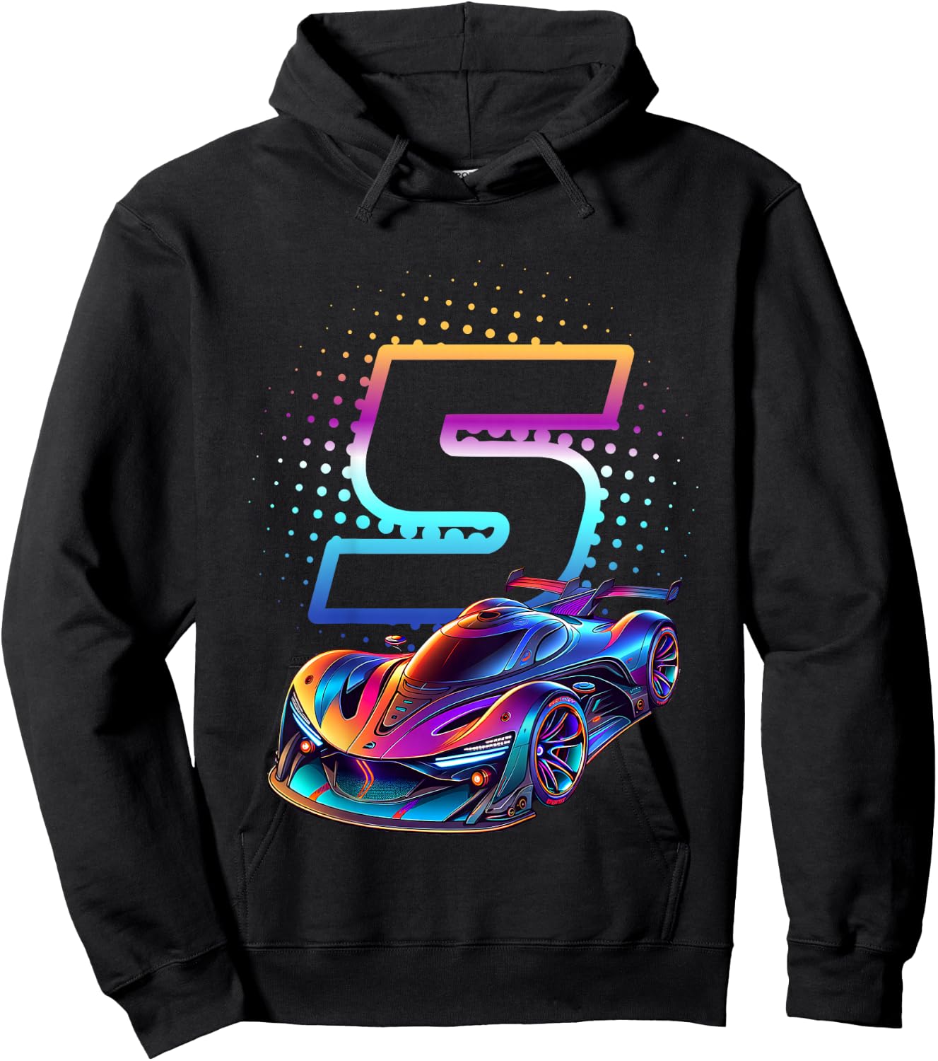 5 Year Old Race Car 5th Birthday Futuristic Racing Racecar Hoodie - Hoodie | Black