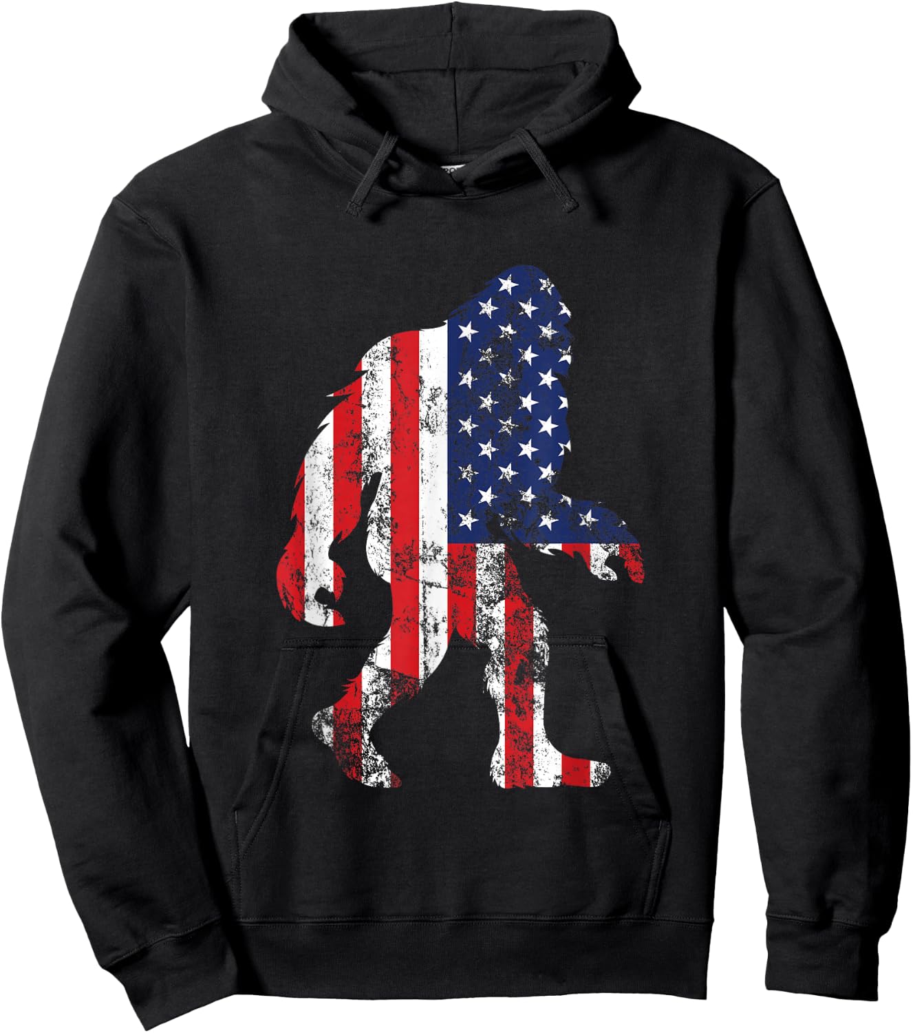 Bigfoot 4th Of July Independence Patriotic USA Flag Yeti Hoodie - Hoodie | Black