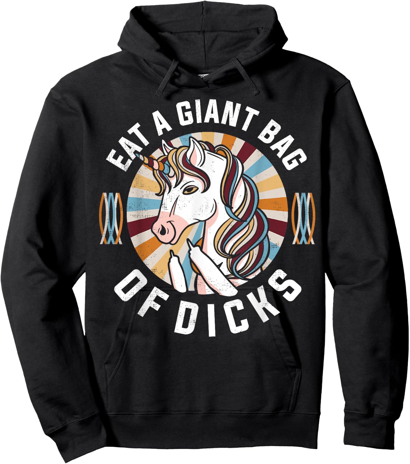 Funny Unicorn - Eat A Bag Of Dicks Joke Hoodie - Hoodie | Black