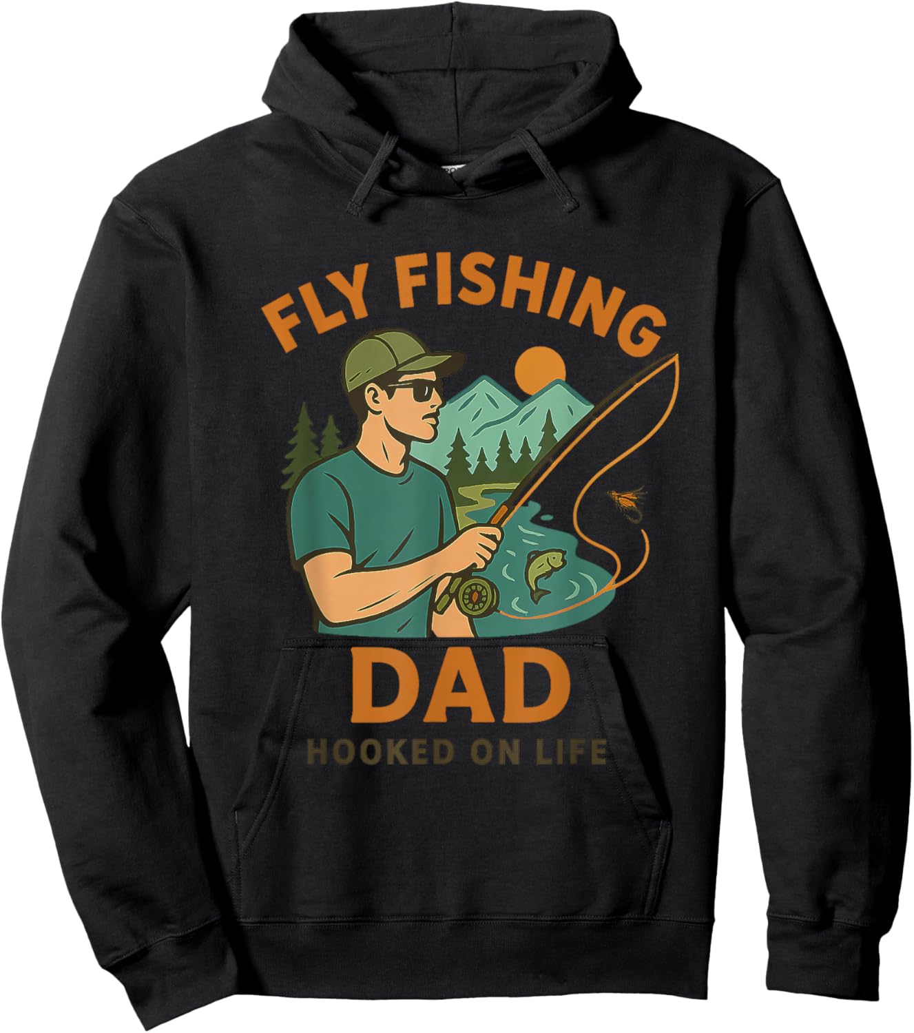 Fly Fishing Dad Gift Outdoor Fisherman Father's Day Hoodie - Hoodie | Black