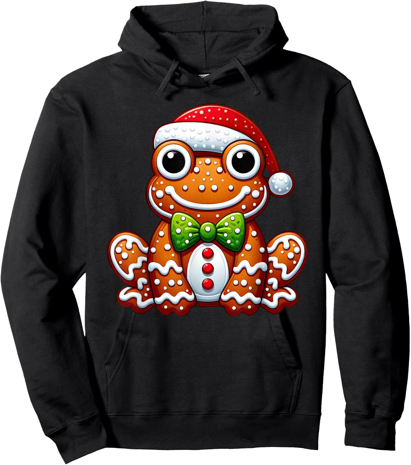 Funny Gingerbread Man Frog Christmas Kids Hoodie - Hoodie | Black