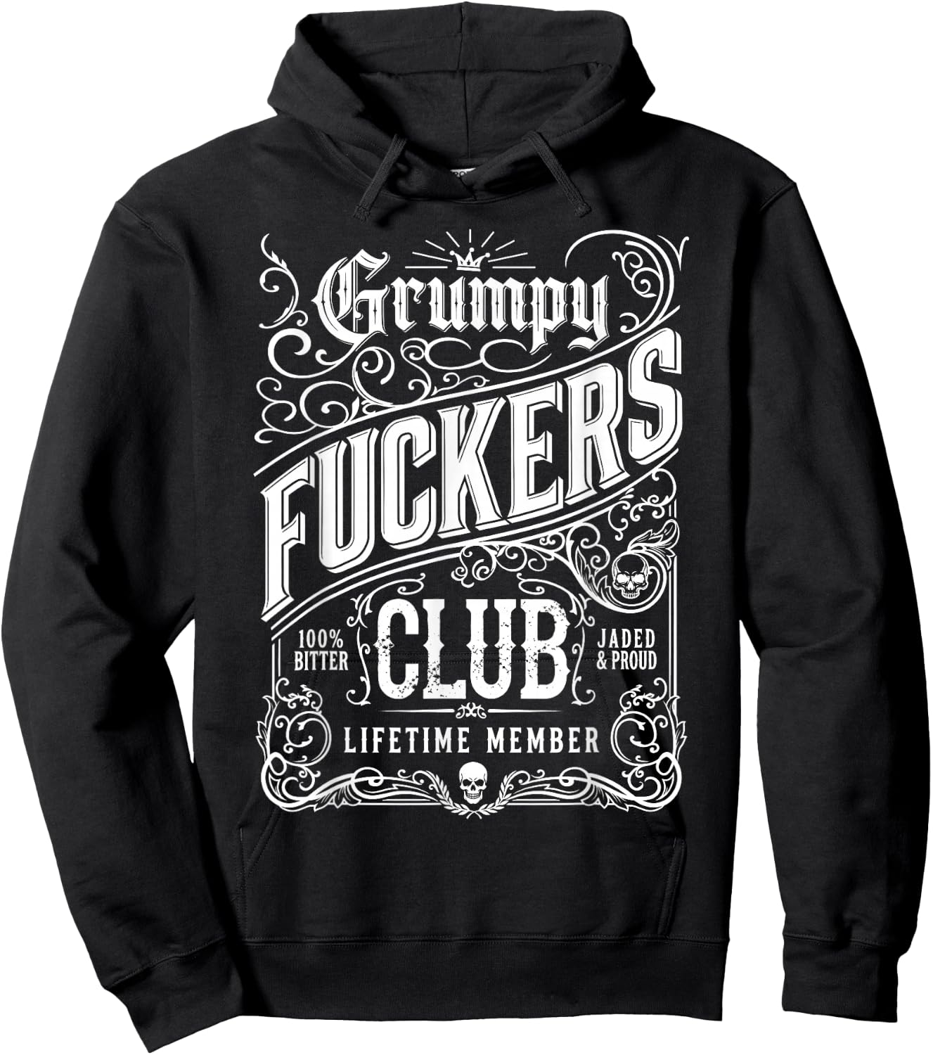 Grumpy Fuckers Club Lifetime Member Sarcastic Funny Hoodie - Hoodie | Black