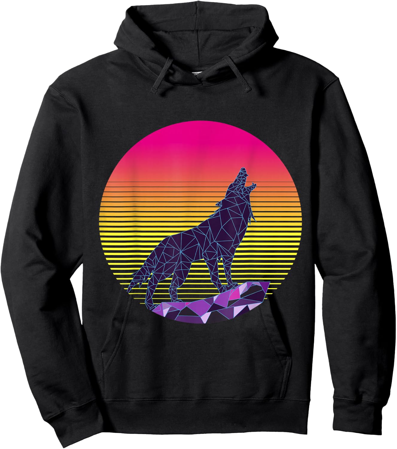 Wolf Shirt, 80s , Retro Vintage Shirt Hoodie - Hoodie | Black