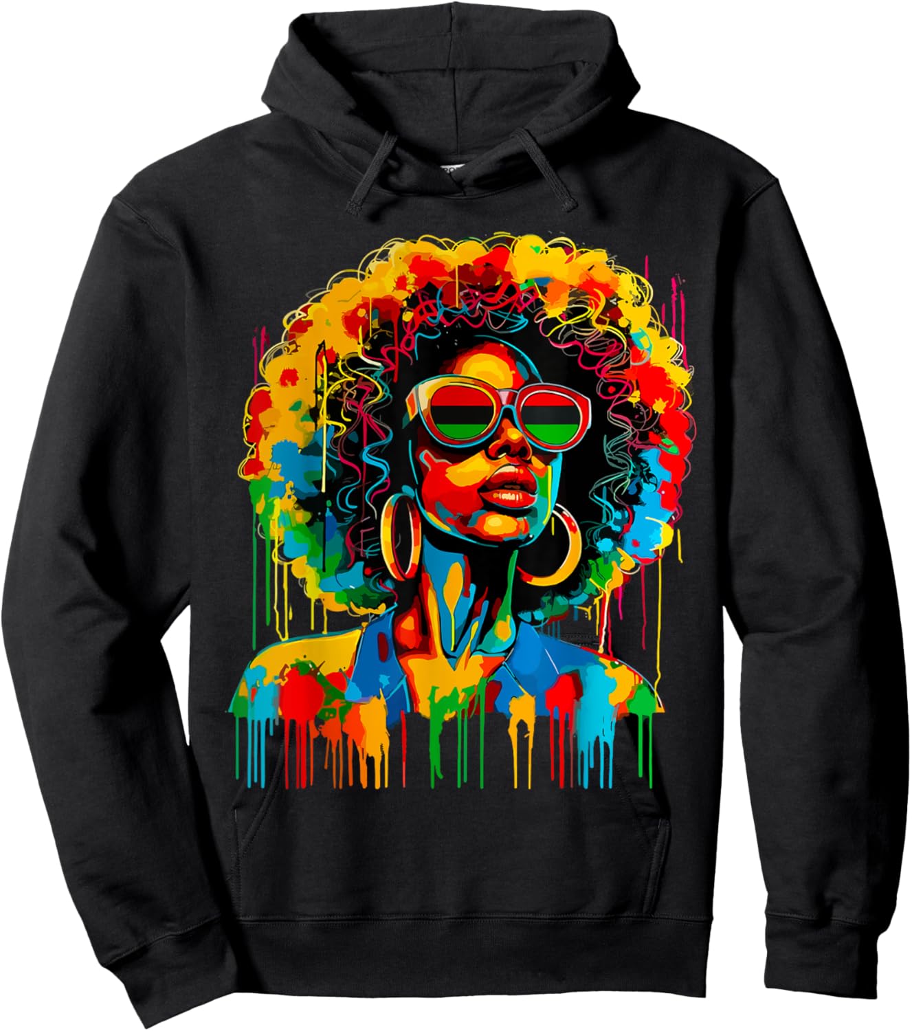 Dripping Black Queen Afro African Melanin Juneteenth Hoodie - Hoodie | Black