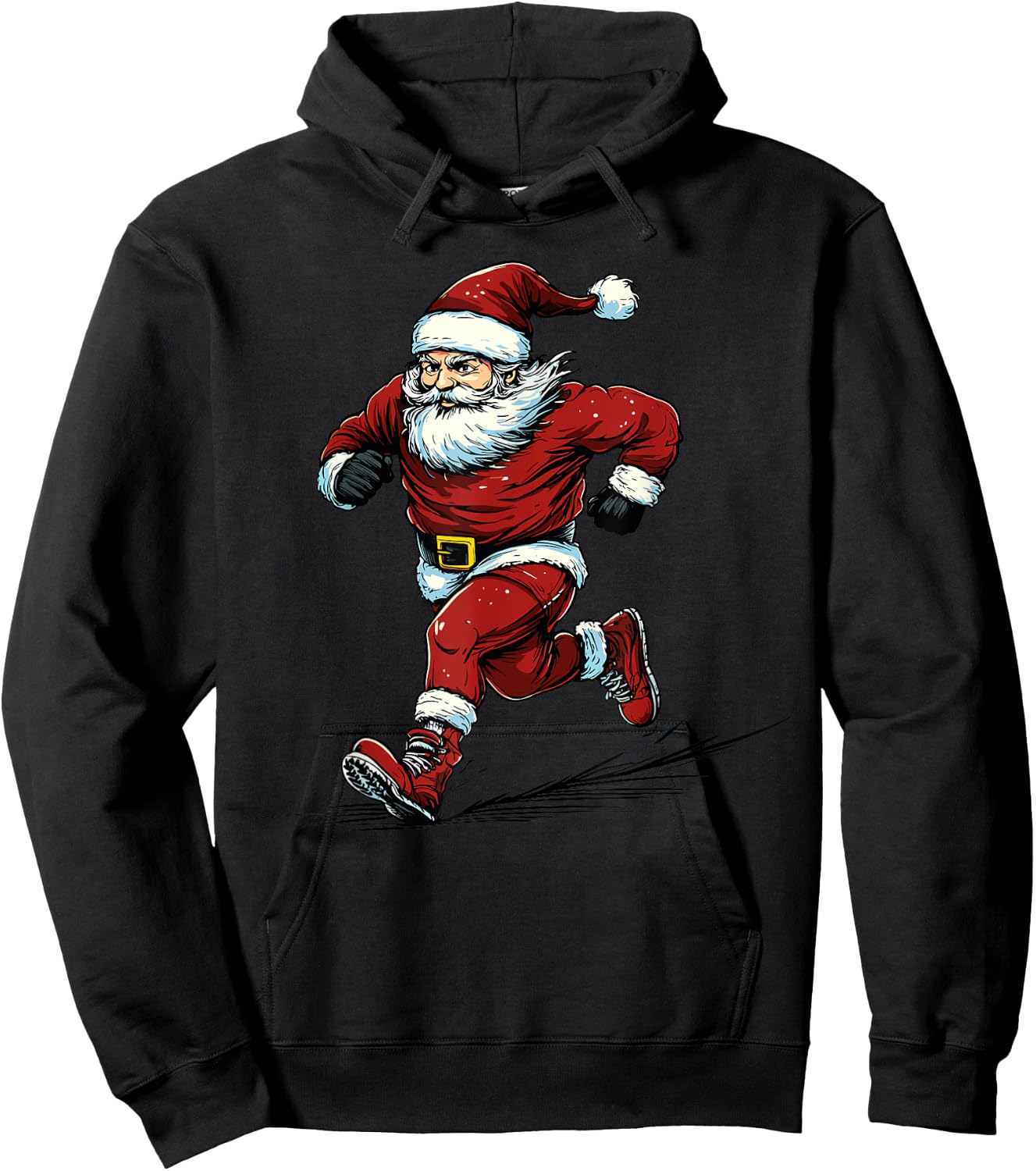 Santa Running Cross Country XC Runner Christmas Xmas Pajama Hoodie - Hoodie | Black