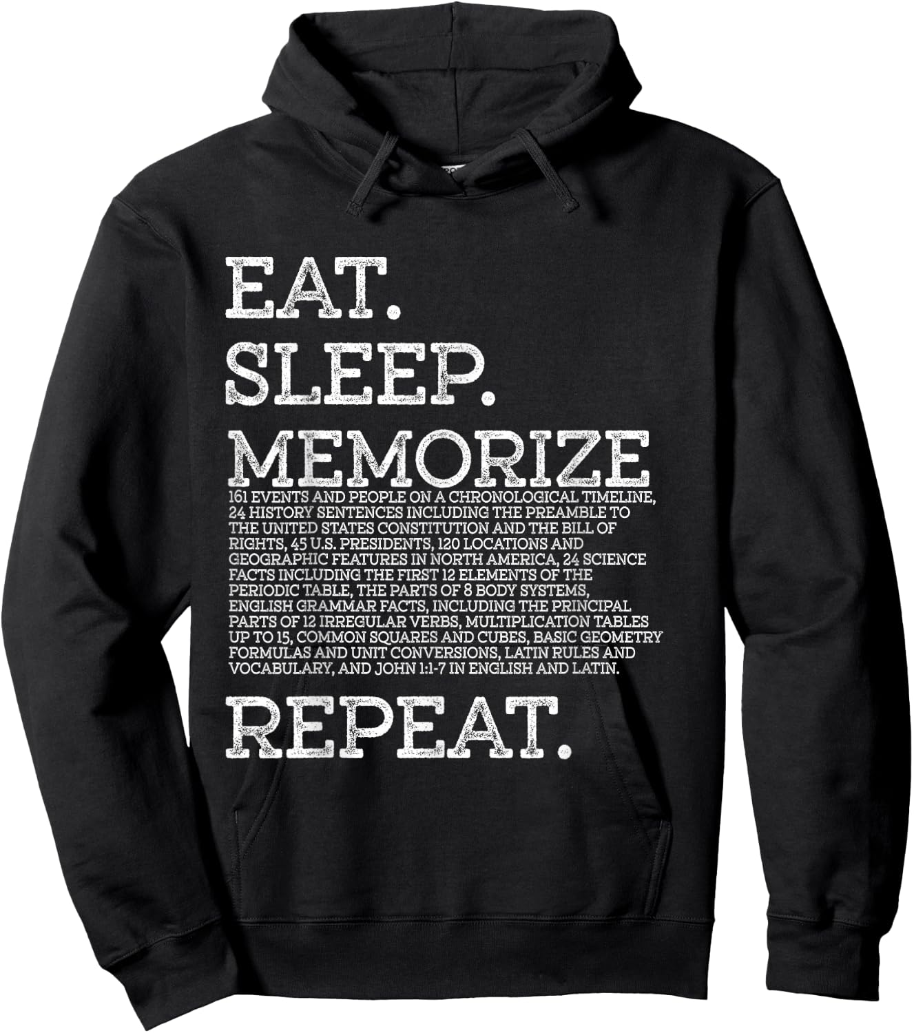 Eat Sleep Memorize Repeat Memory Master Hoodie - Hoodie | Black