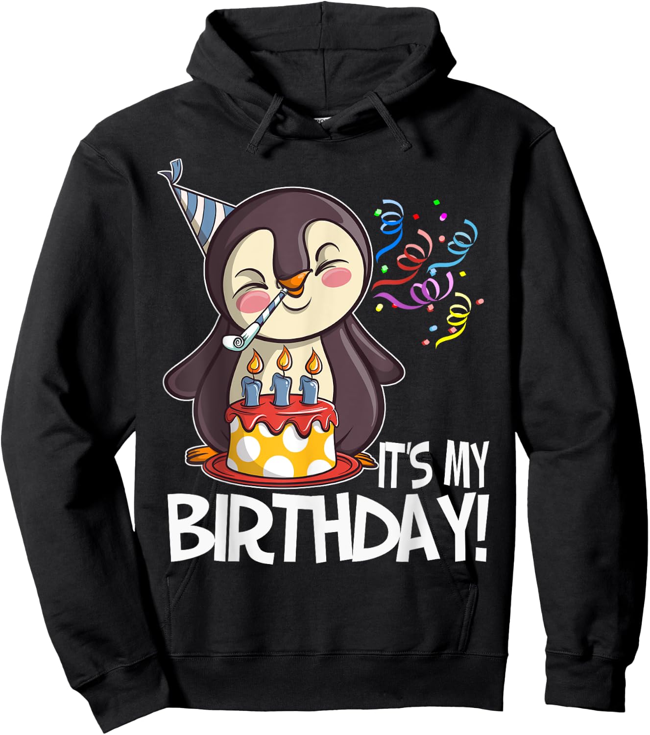 It's My Birthday Penguin T Shirt Gift Girls Boys Adults Hoodie - Hoodie | Black