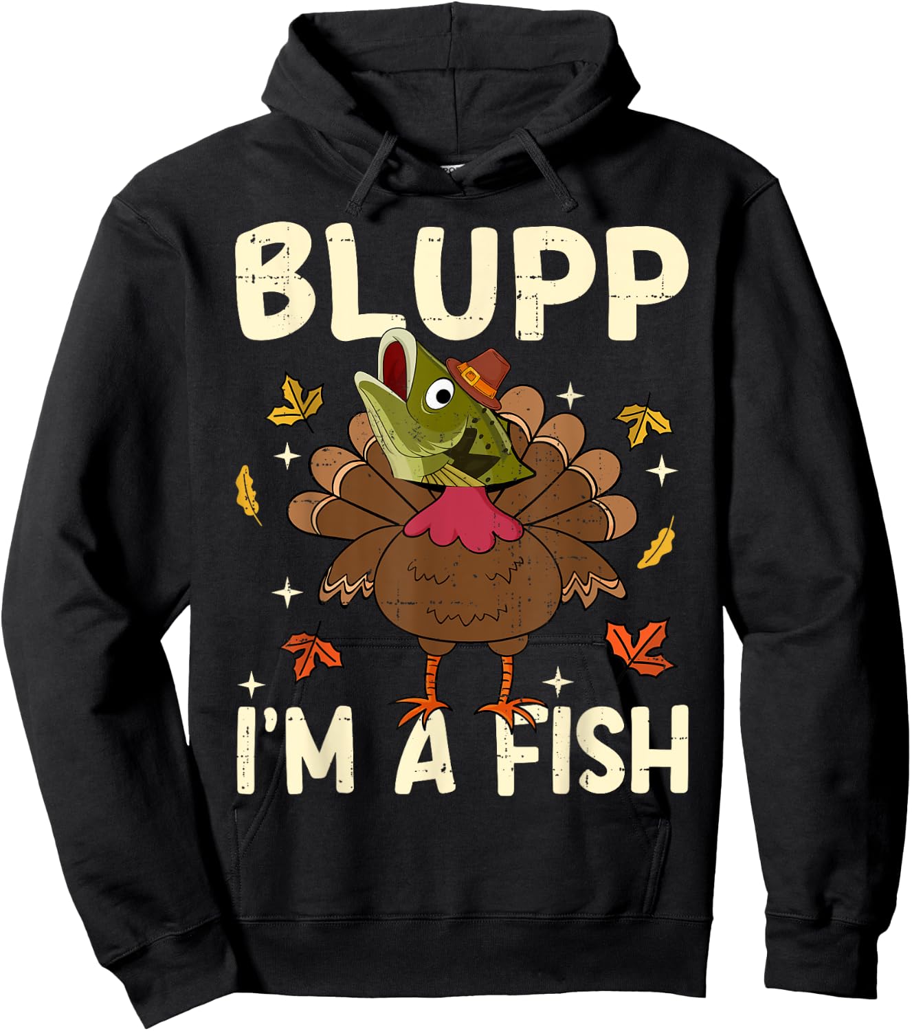 Thanksgiving Fake Fish Thanksgiving Turkey Fish Funny Hoodie - Hoodie | Black