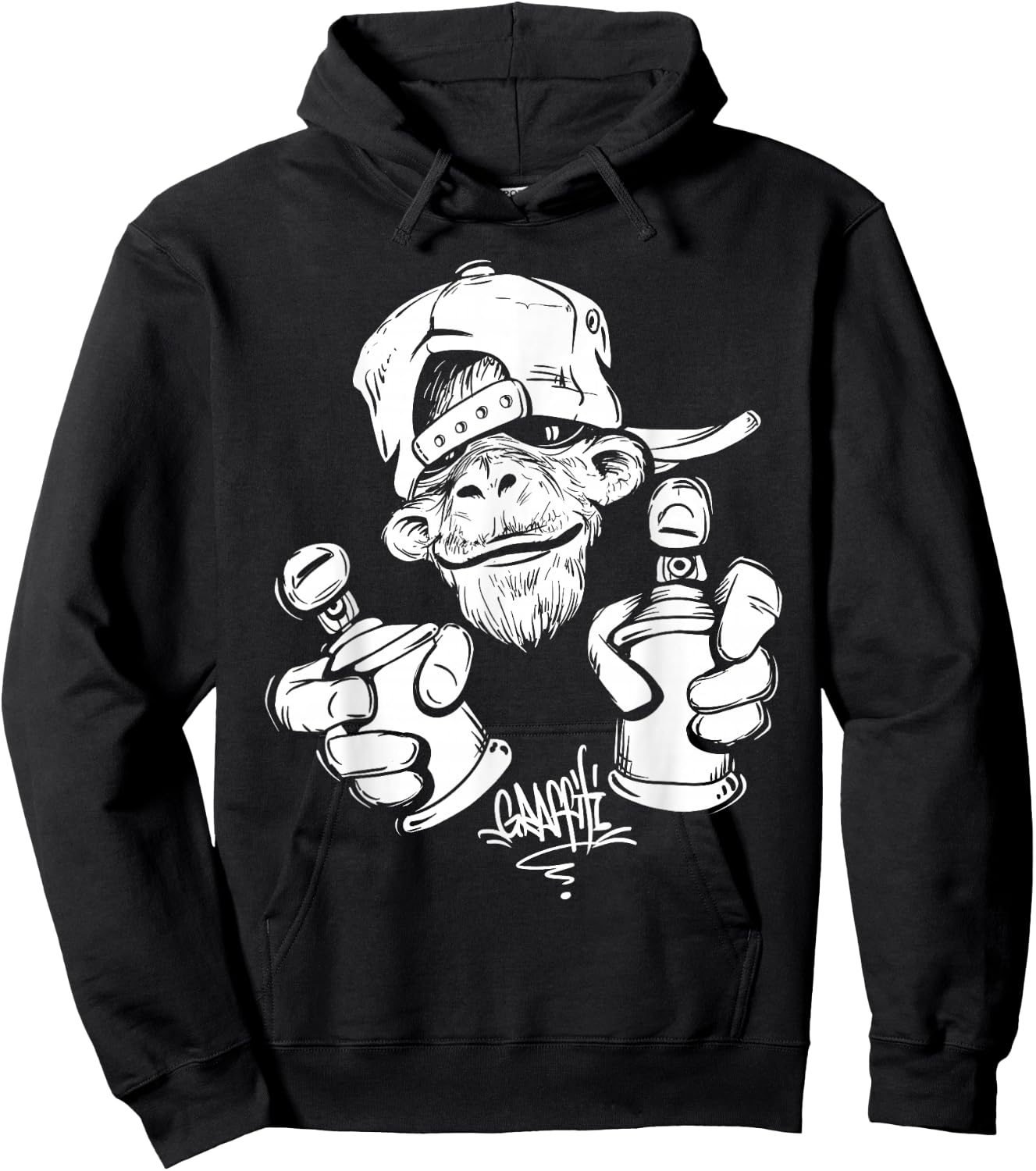 Monkey Graffiti Hip Hop Rap Music Ape Graphic Apparel Gift Hoodie - Hoodie | Black