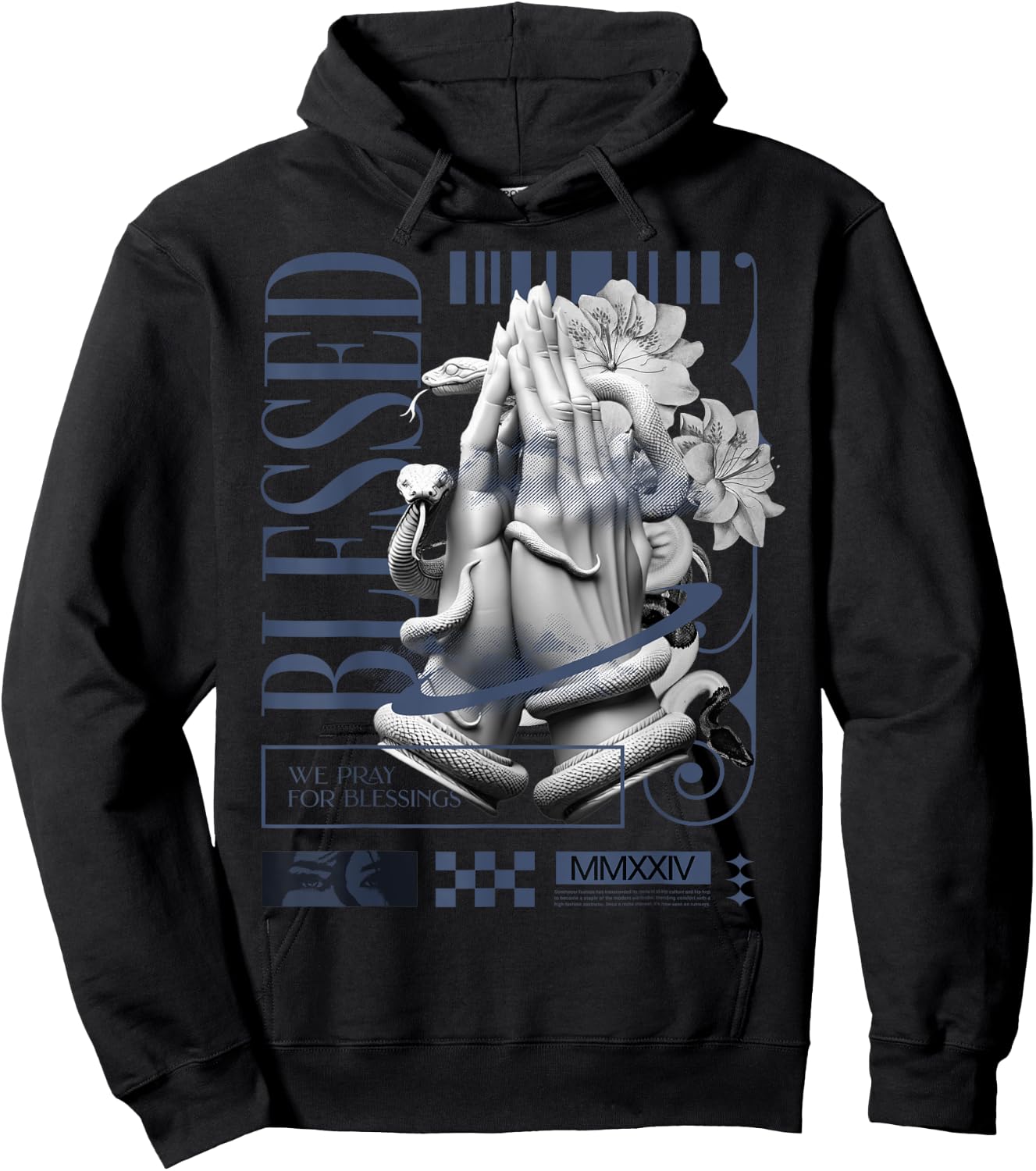 Blessed Hand Low Diffused Blue 11s Matching Men Women Hoodie - Hoodie | Black